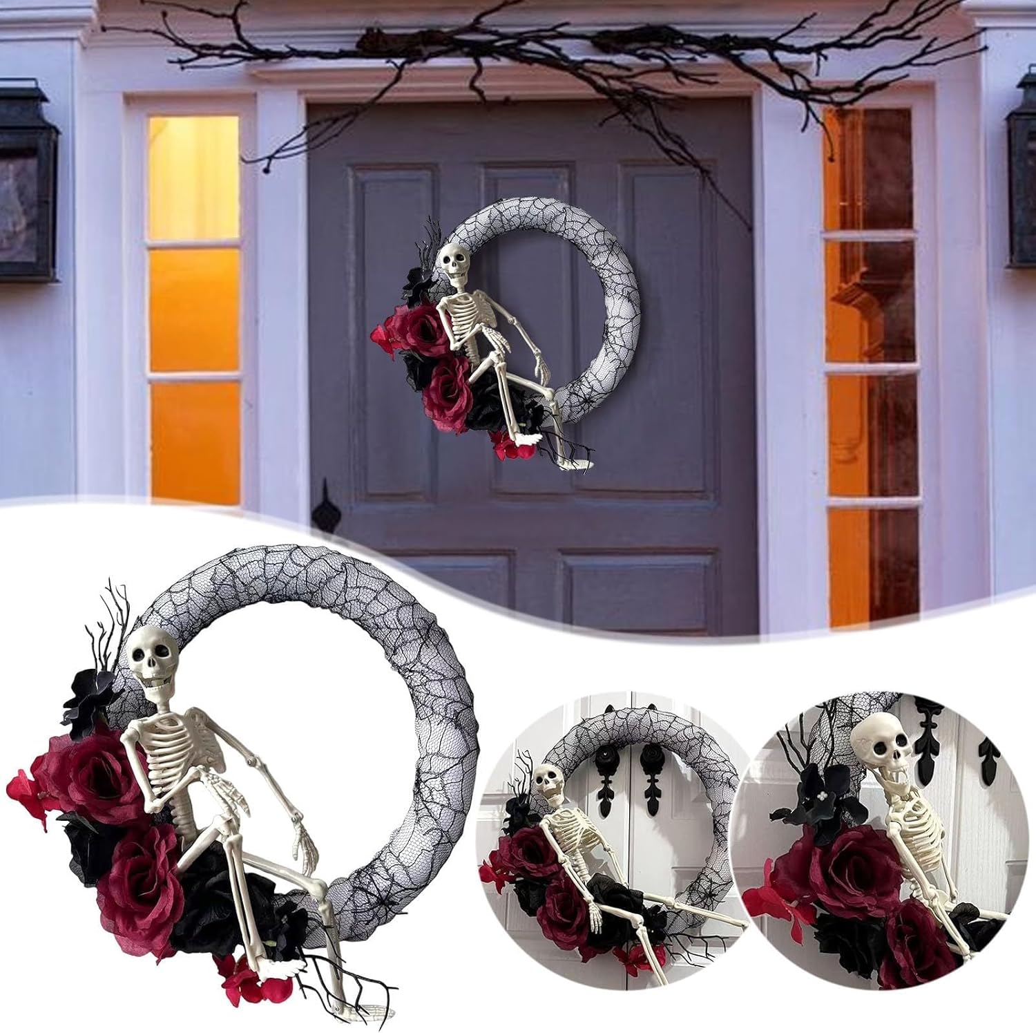 Halloween Scary Skeleton Wreath for Front Door