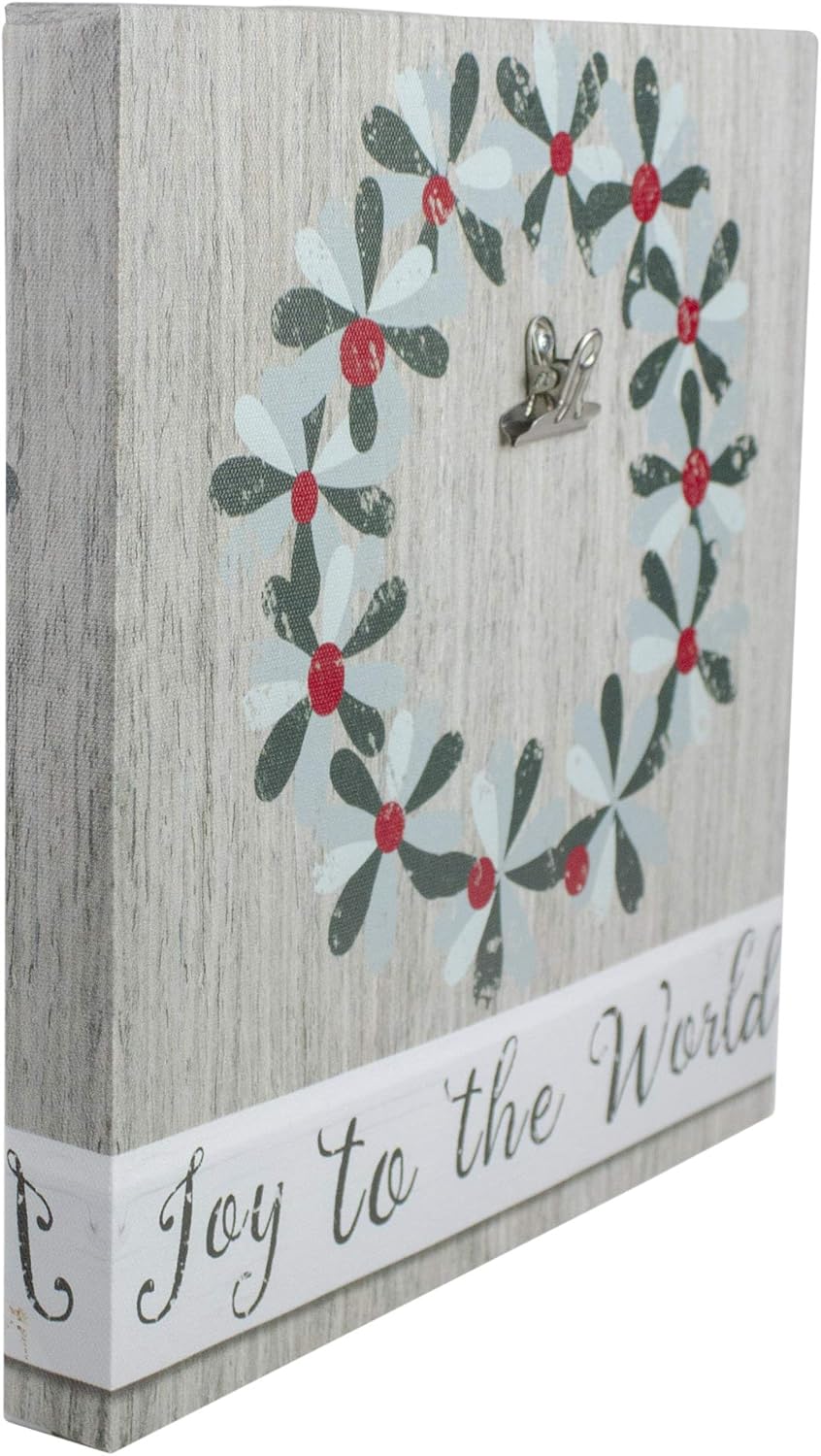 Northlight 10 Inch Christmas Wreath Joy to the World Wall Art with Photo Clip