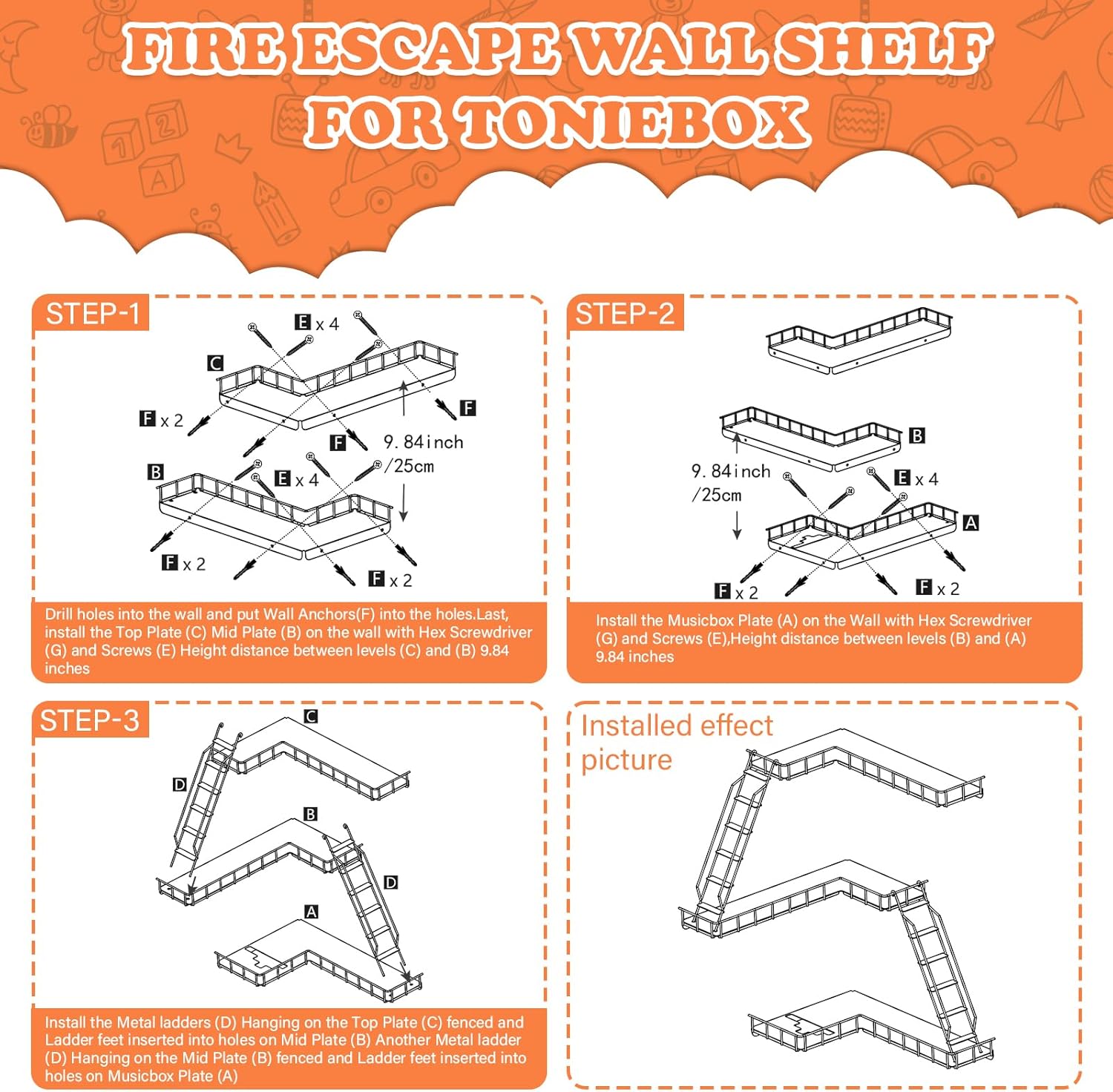 90 Degree Magnetic Shelf for Tonie Box Storage Wall Corner Organizer