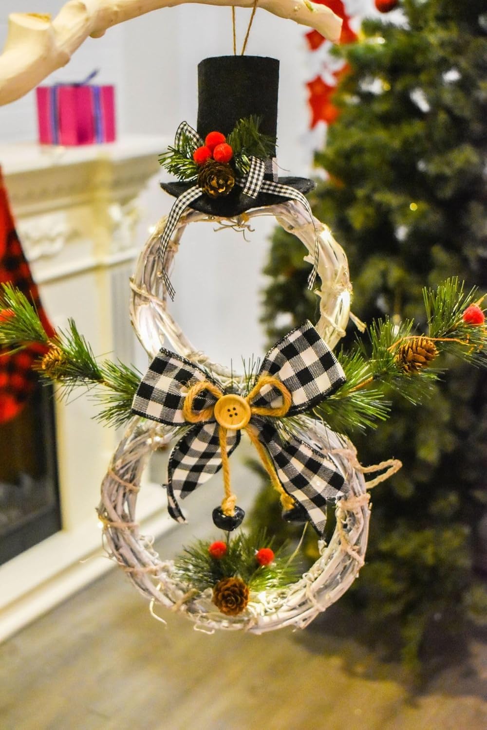 16 x 8 inch LED Lighted Christmas Snowman Wreath Hanging Decor