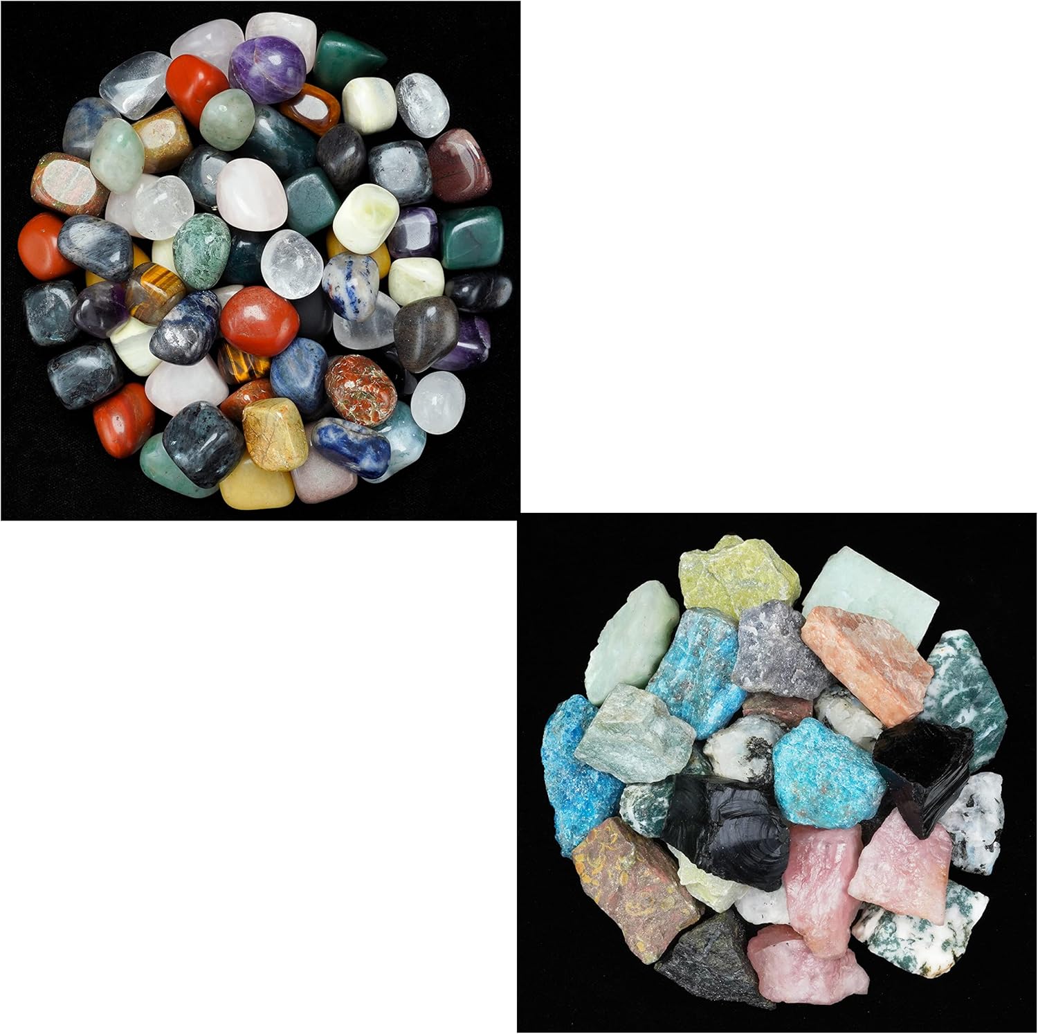 ZAICUS 1lb Mixed Tumbled Stones and Rough Crystals