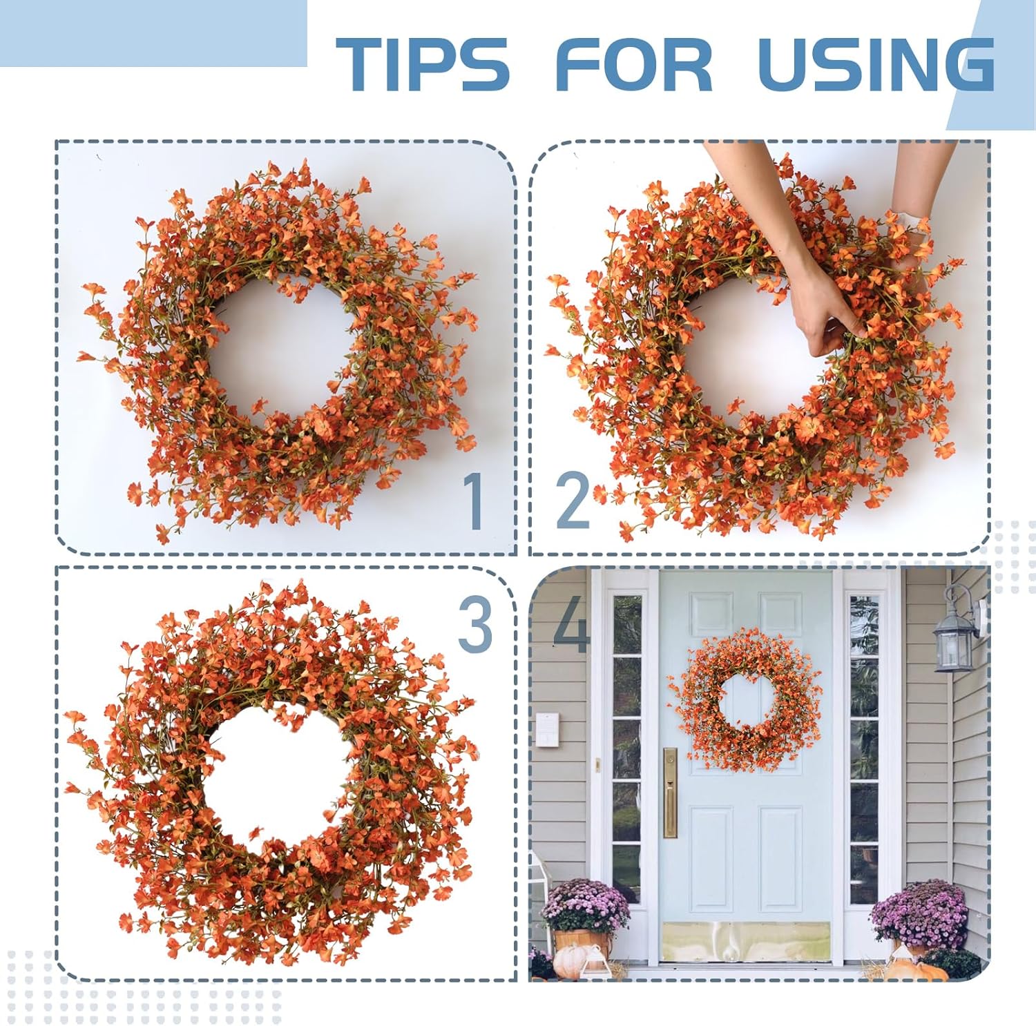 Fall Orange Forsythia Door Wreath 22 Inch Autumn Decor