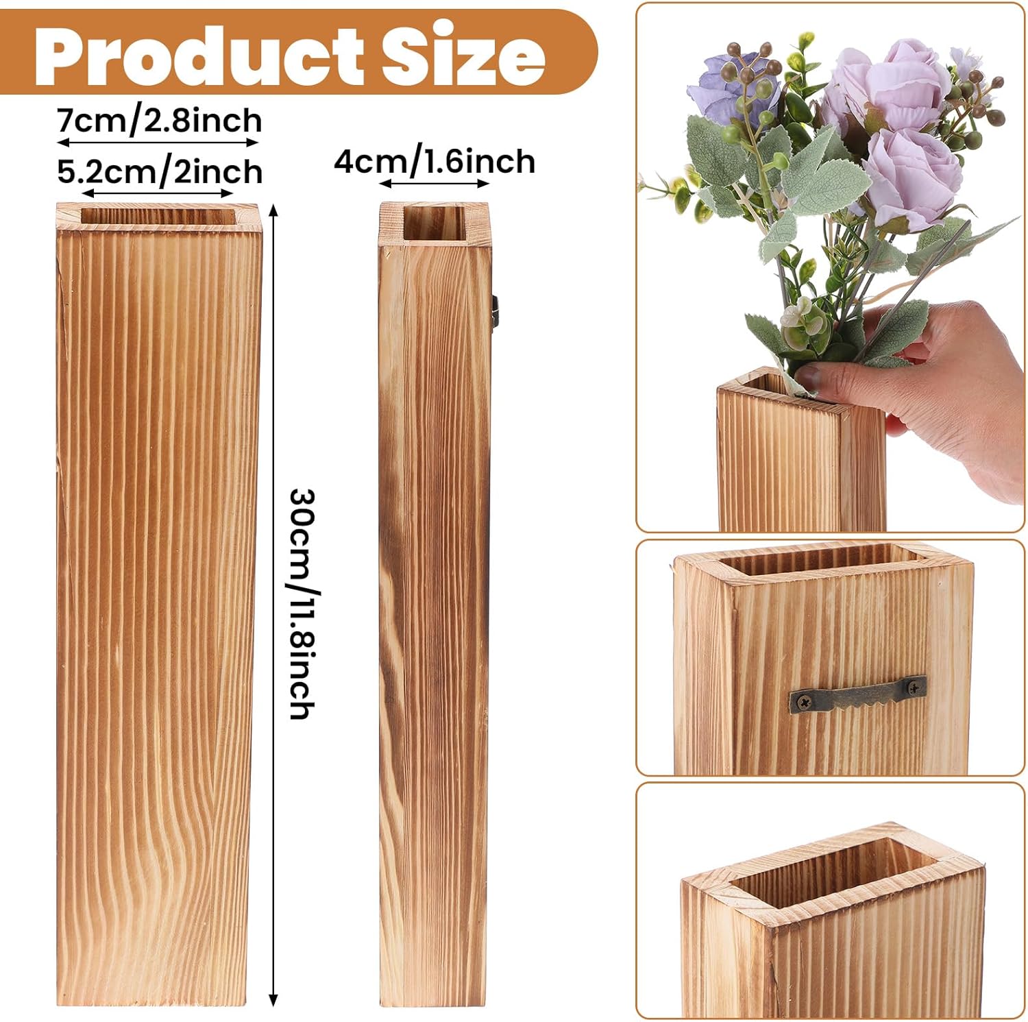 4 Pack Wood Wall Decors for Indoor Plants and Dried Flowers