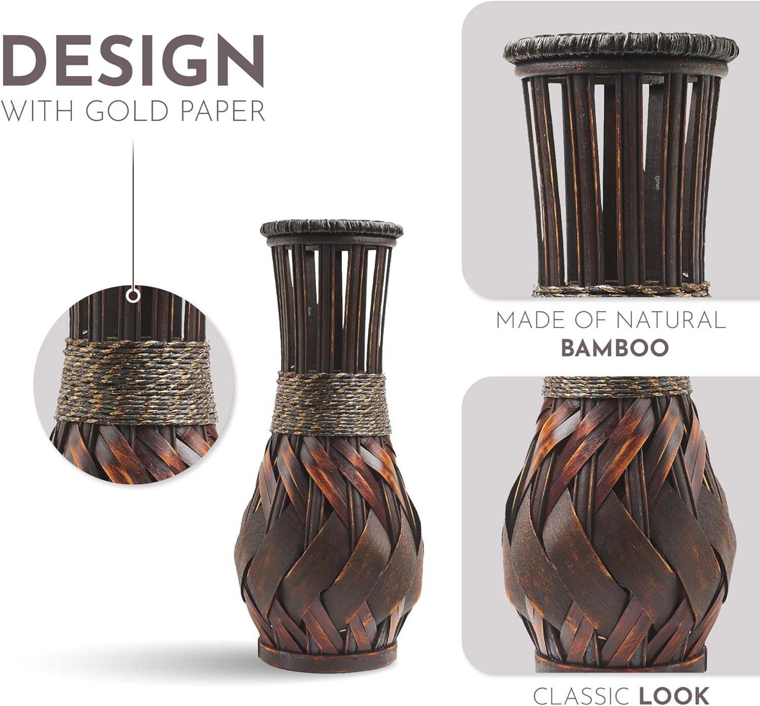 Eco-Friendly Bamboo Floor Vase - 142 Inch Handmade Decorative Vase