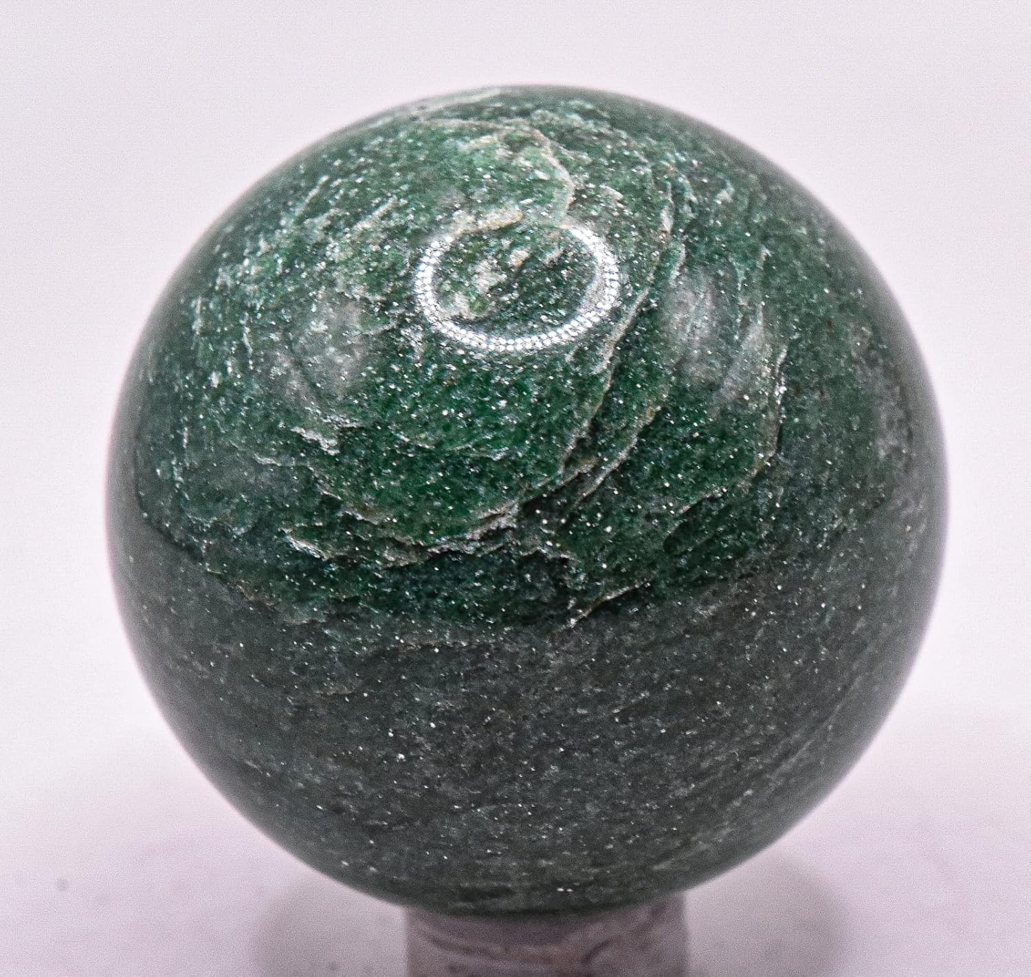 45mm Dark Green Jade Sphere with Stand - India