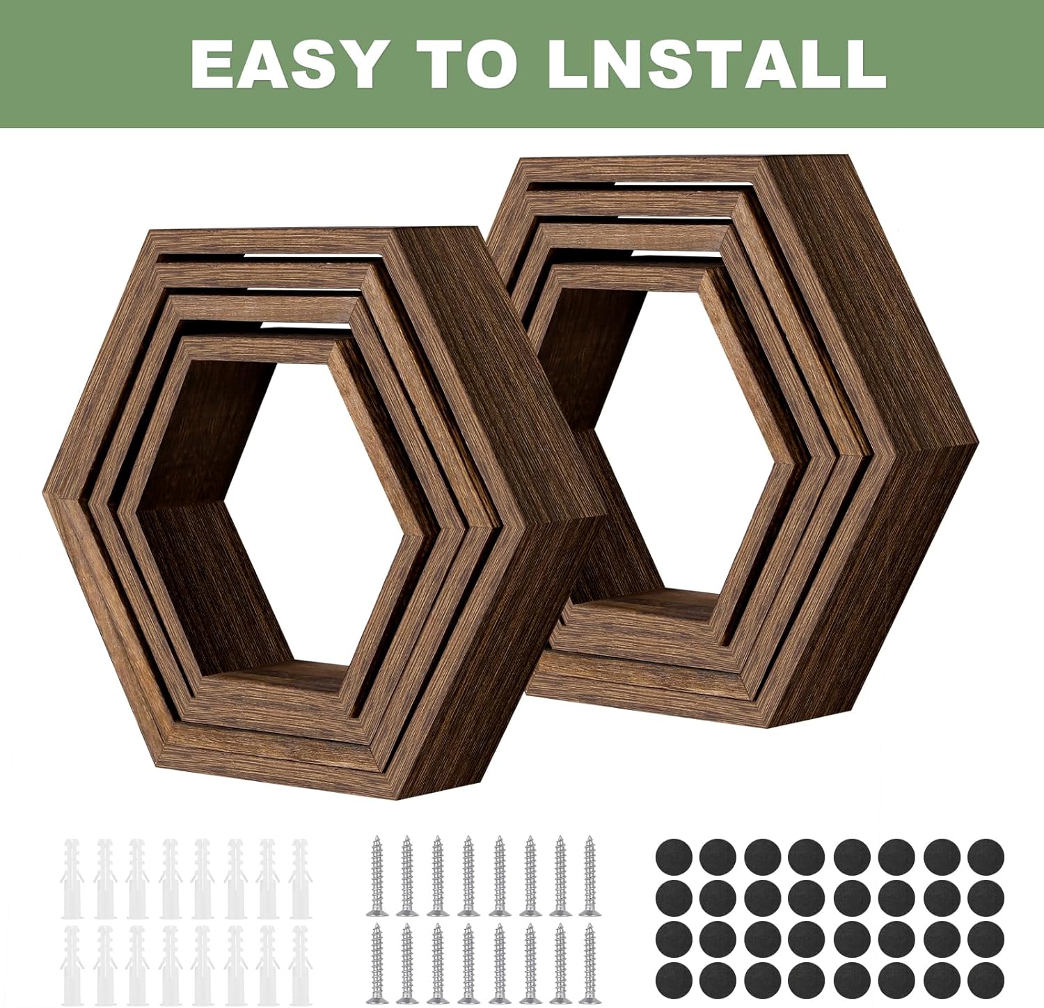Ybing Honeycomb Shelves Set of 8 Floating Wall Mount