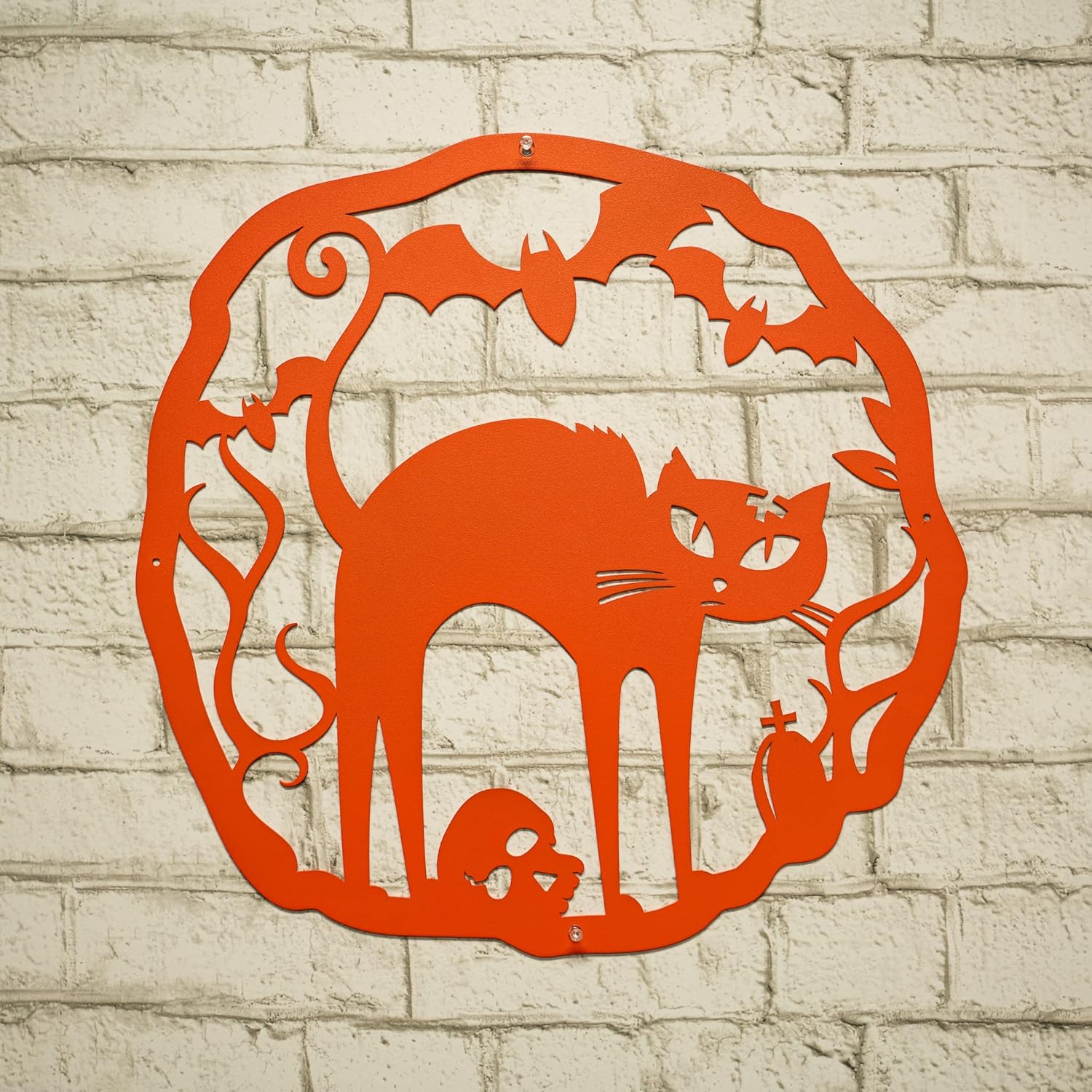 RealSteel Halloween Cat Wreath Front Door Sign