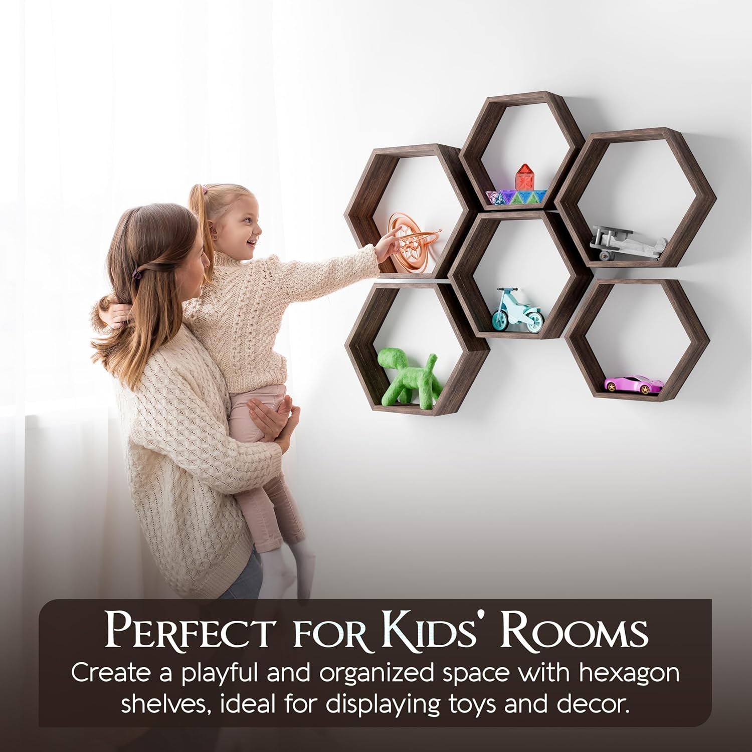 Decovate Hexagon Floating Shelves Set of 6