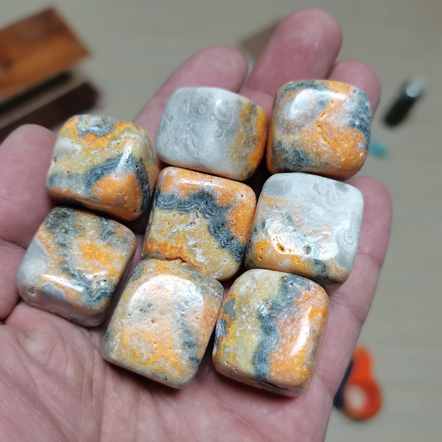Crystal Bumblebee Cube Stones for Reiki and Home Decor