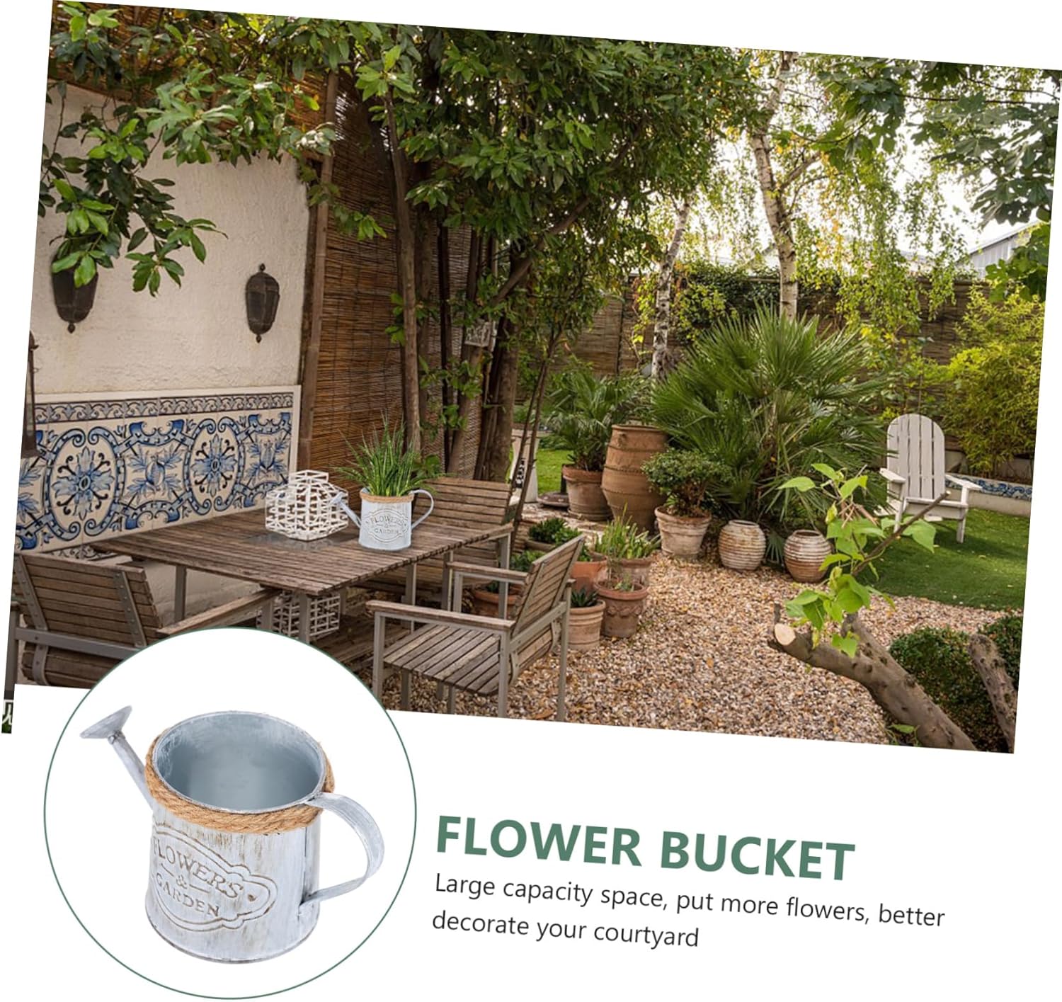 SUPVOX 2pcs Antique Iron Flowerpot Rope Dried Flower Decor Vintage Style Vase