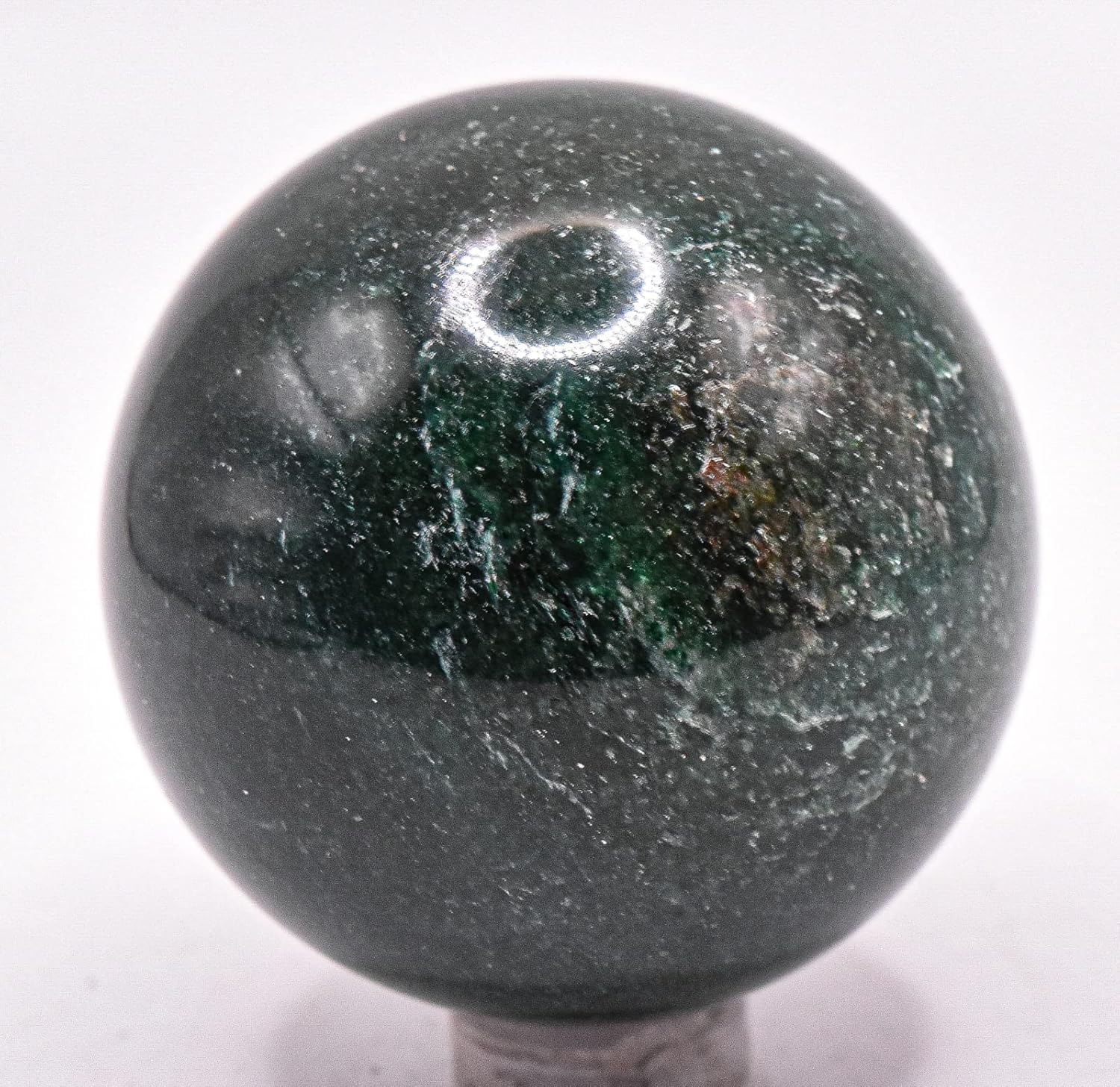 48mm Dark Green Nephrite Jade Sphere with Stand
