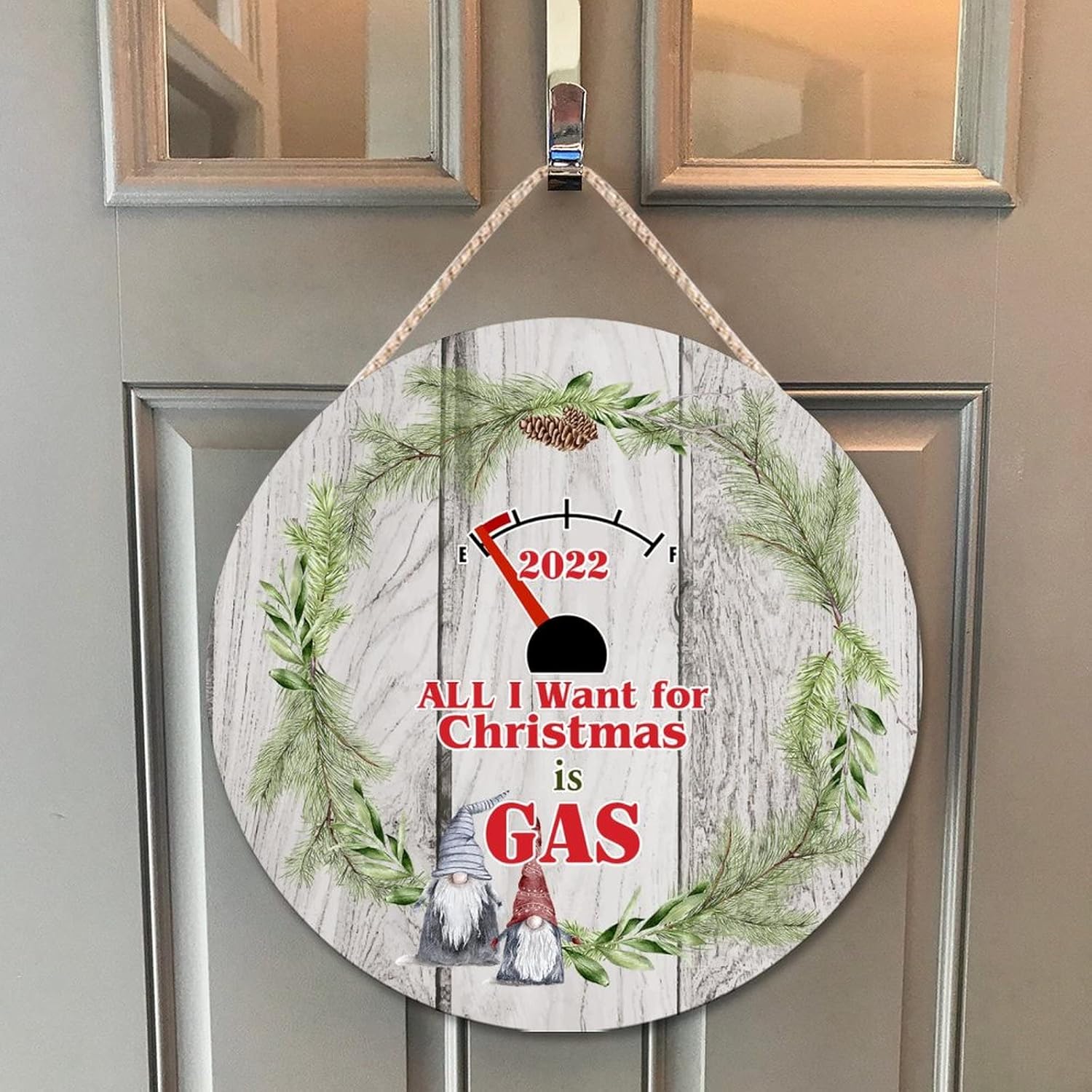 Funny Farmhouse Door Hanger Christmas Wreath Sign 10x10