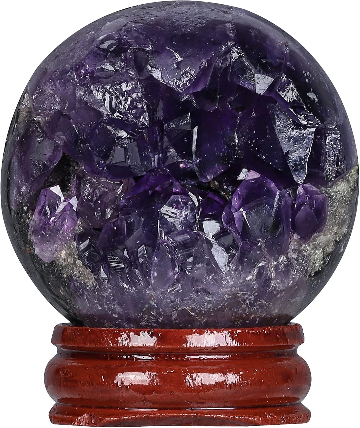 7 Piece Chakra Stones Bundle with Amethyst Geode Crystal Ball and Wooden Stand for Home Decor