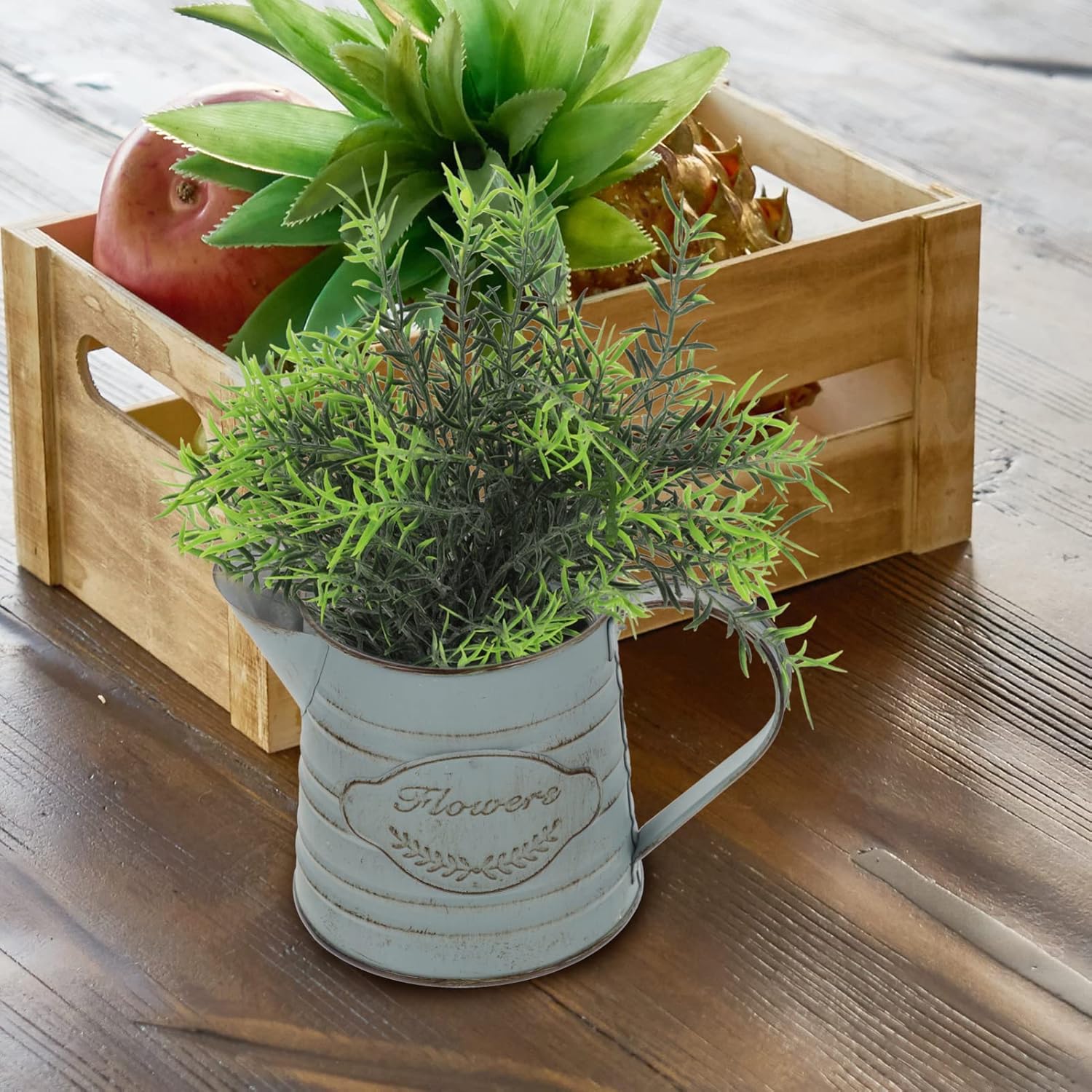 Happyyami Vintage Metal Flower Jug Decorative Pot for Home Office Garden Decor