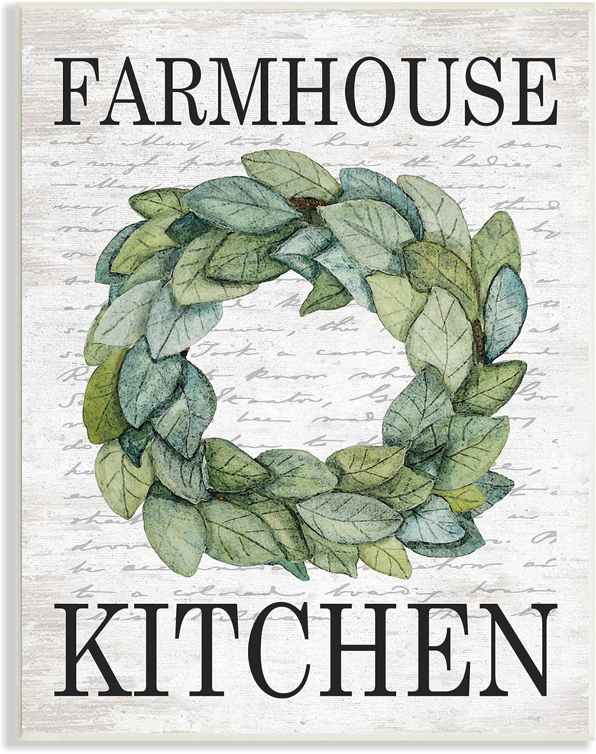 Stupell Industries Farmhouse Kitchen Script Wreath 13 x 19 Inches Grey