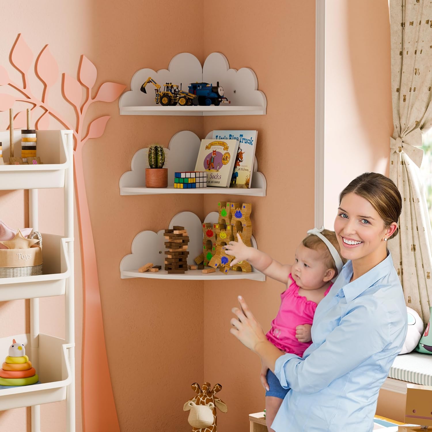 Cloud Floating Corner Shelves Set of 3 for Nursery