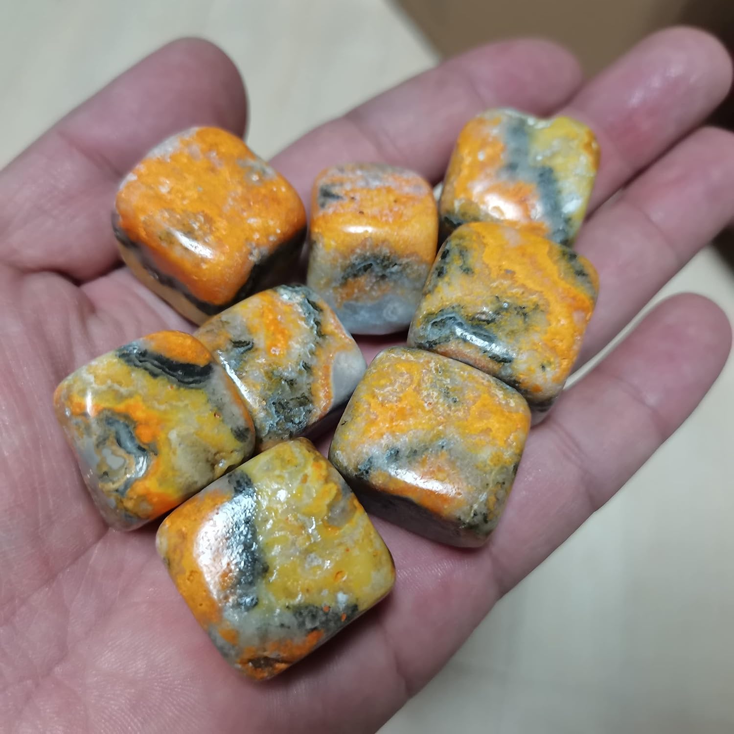 Crystal Bumblebee Cube Stones for Reiki and Home Decor