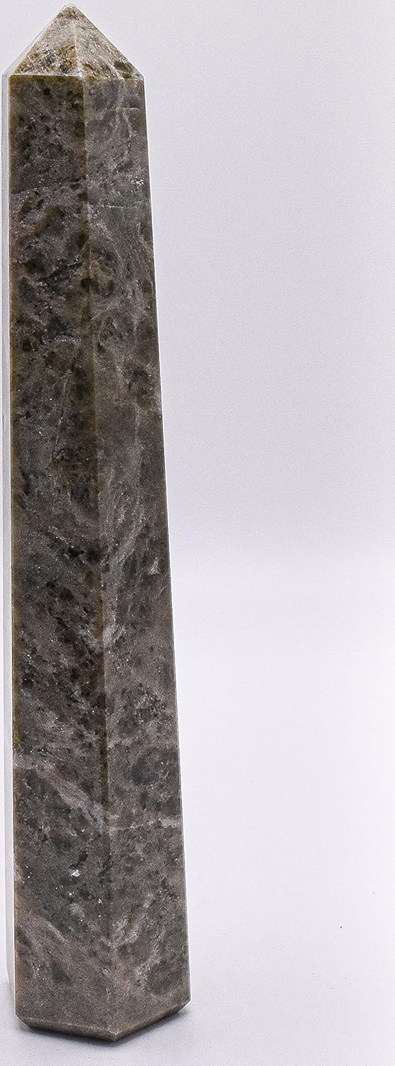57 Inch Rich Green Vesuvianite Obelisk with Inclusions