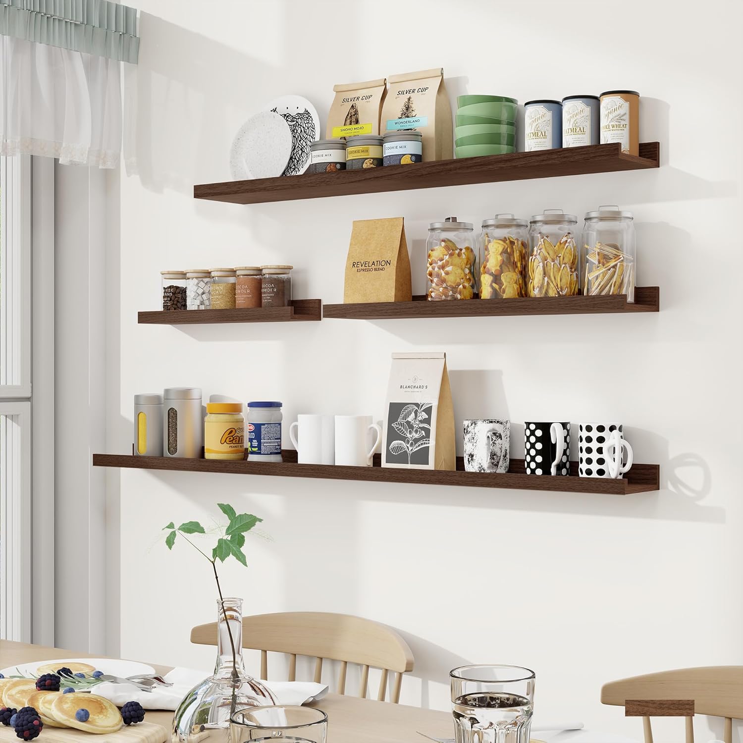 Fun Memories Floating Shelf Set of 6 24 Inch Walnut