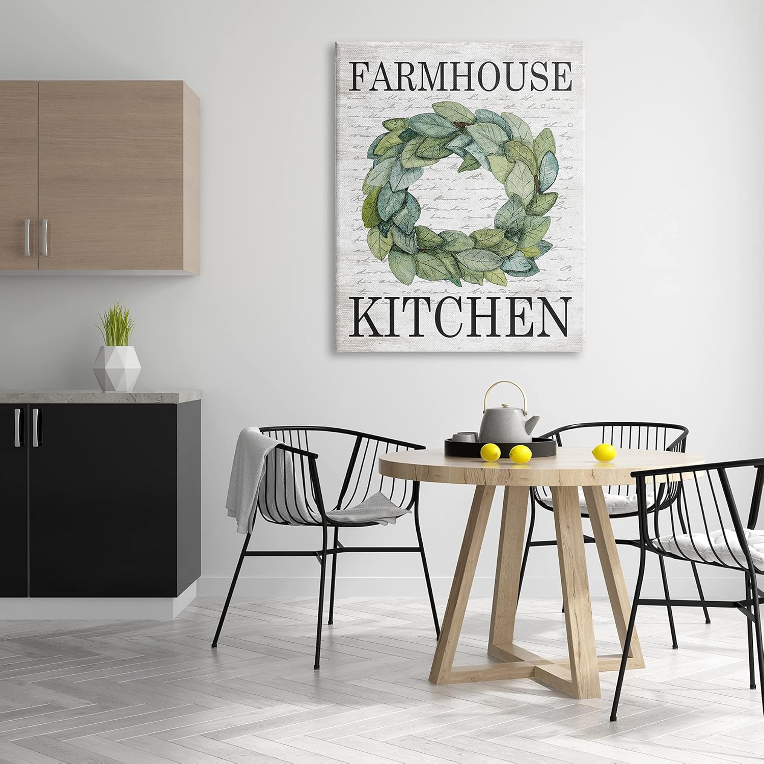 Stupell Industries Farmhouse Kitchen Wreath Canvas Wall Art Grey 36 x 48