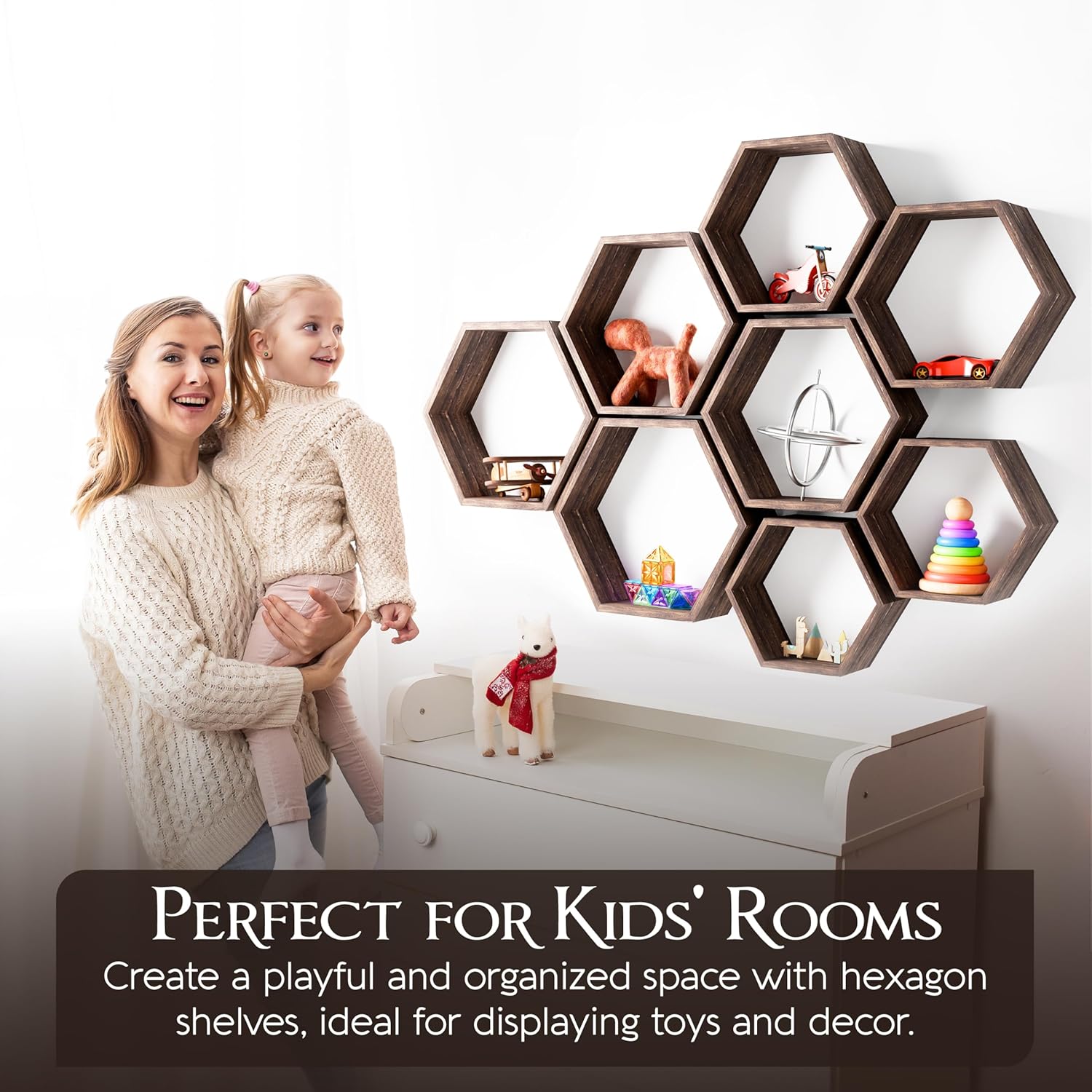 Decovate Hexagon Floating Shelves Set of 8