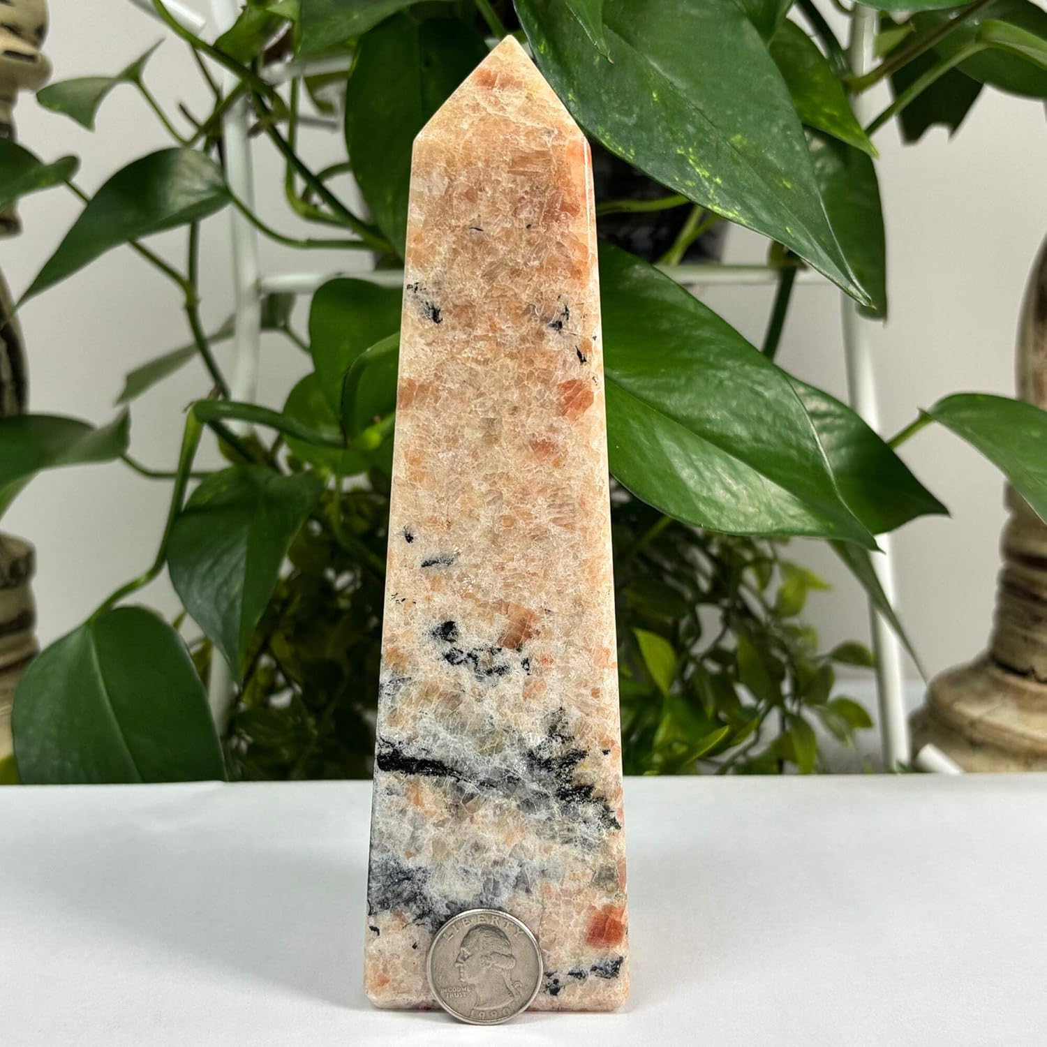 Natural Sunstone Crystal Obelisk Tower Point