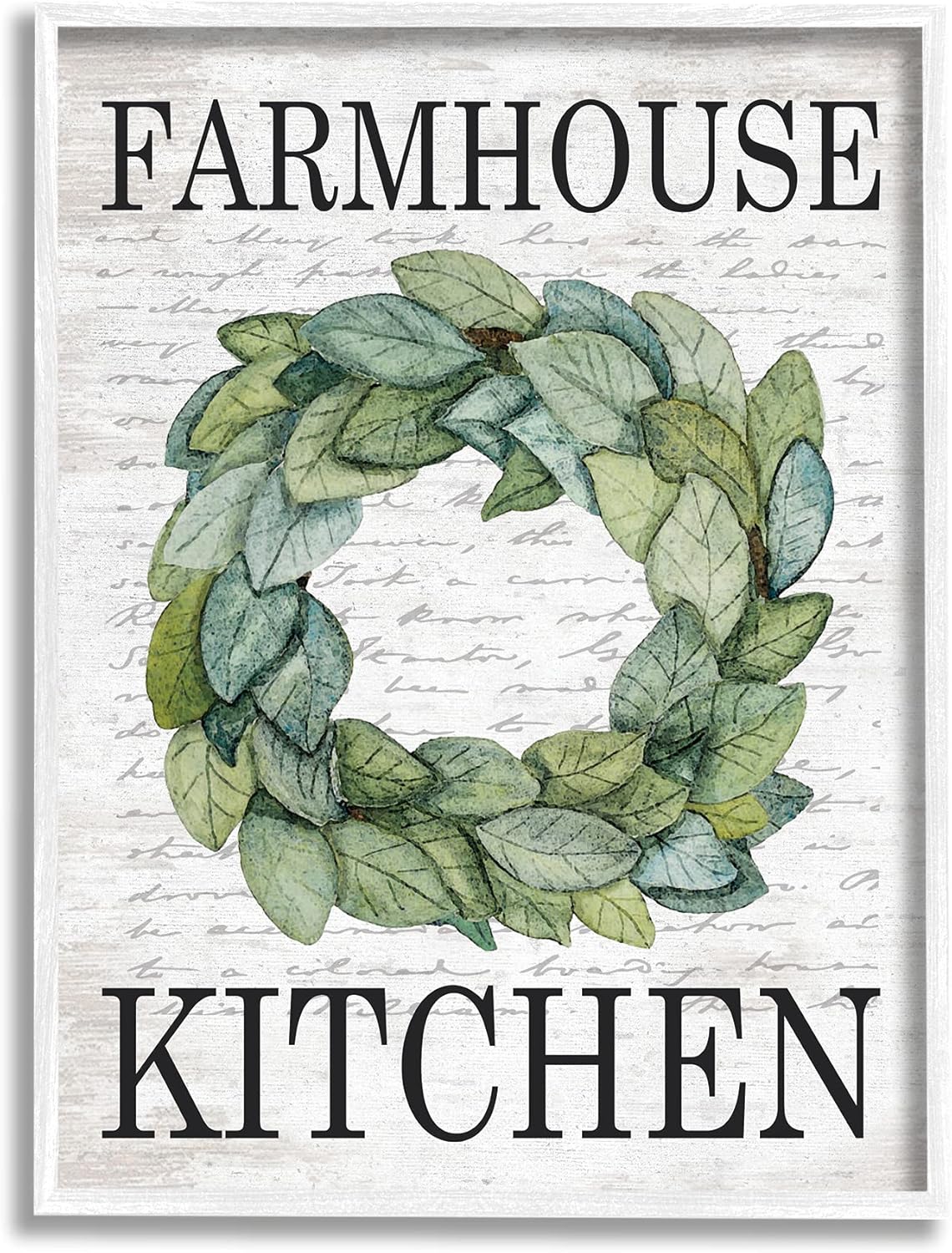 Stupell Industries Farmhouse Kitchen Leaf Wreath Soft Script Framed 11x14