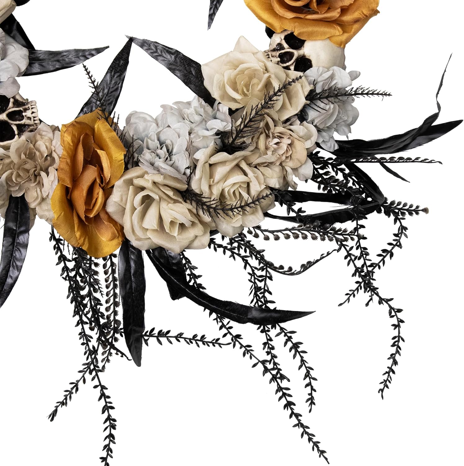 Northlight Halloween Skulls with Roses Wreath 14 Inch Unlit