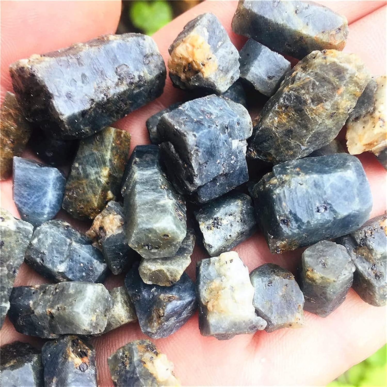 AMAZWI Natural Blue Corundum Crystal Stones 100g Sapphire Raw Decor Stones