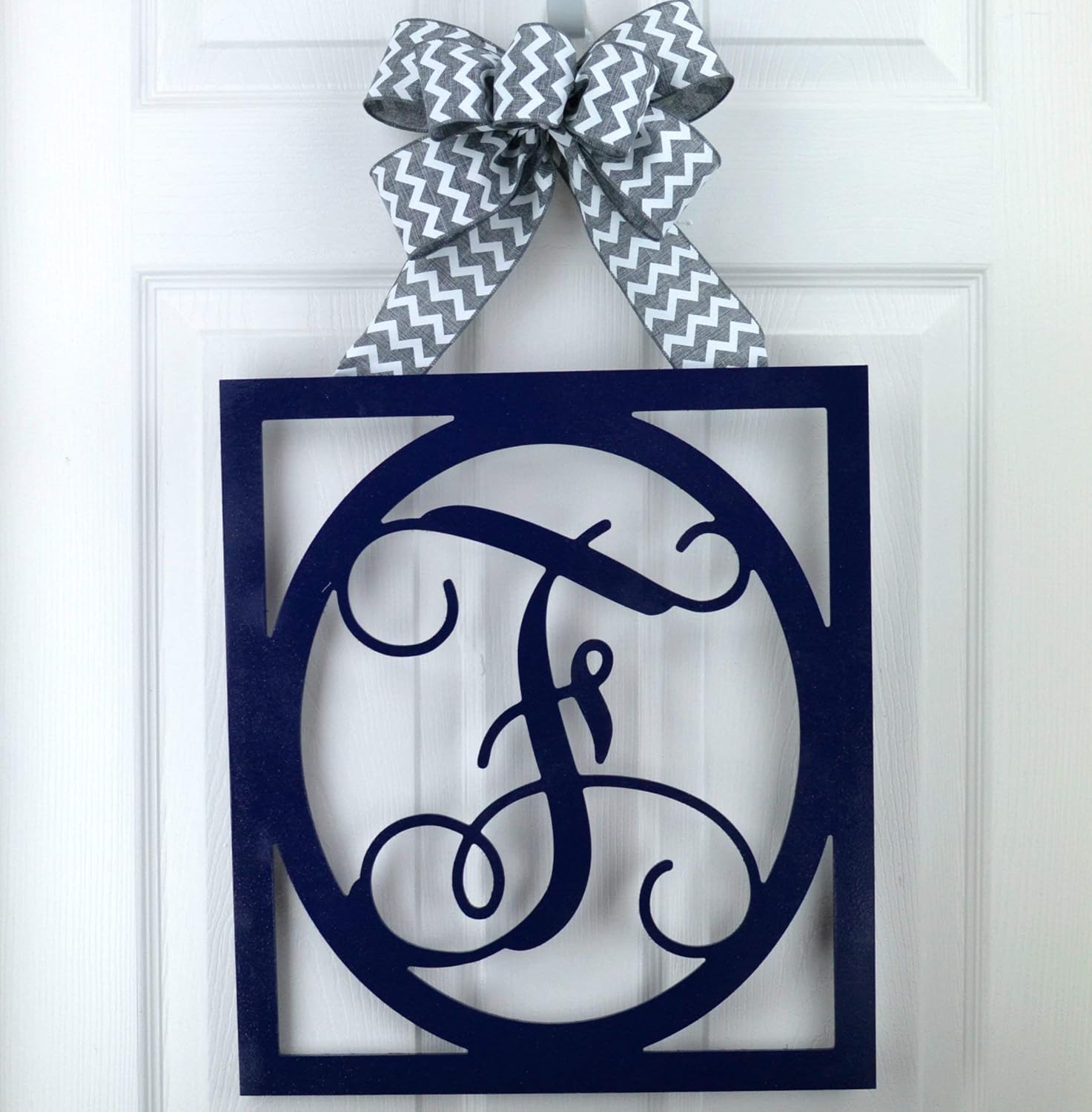 Monogrammed Door Hanger - Square Wreath for Her