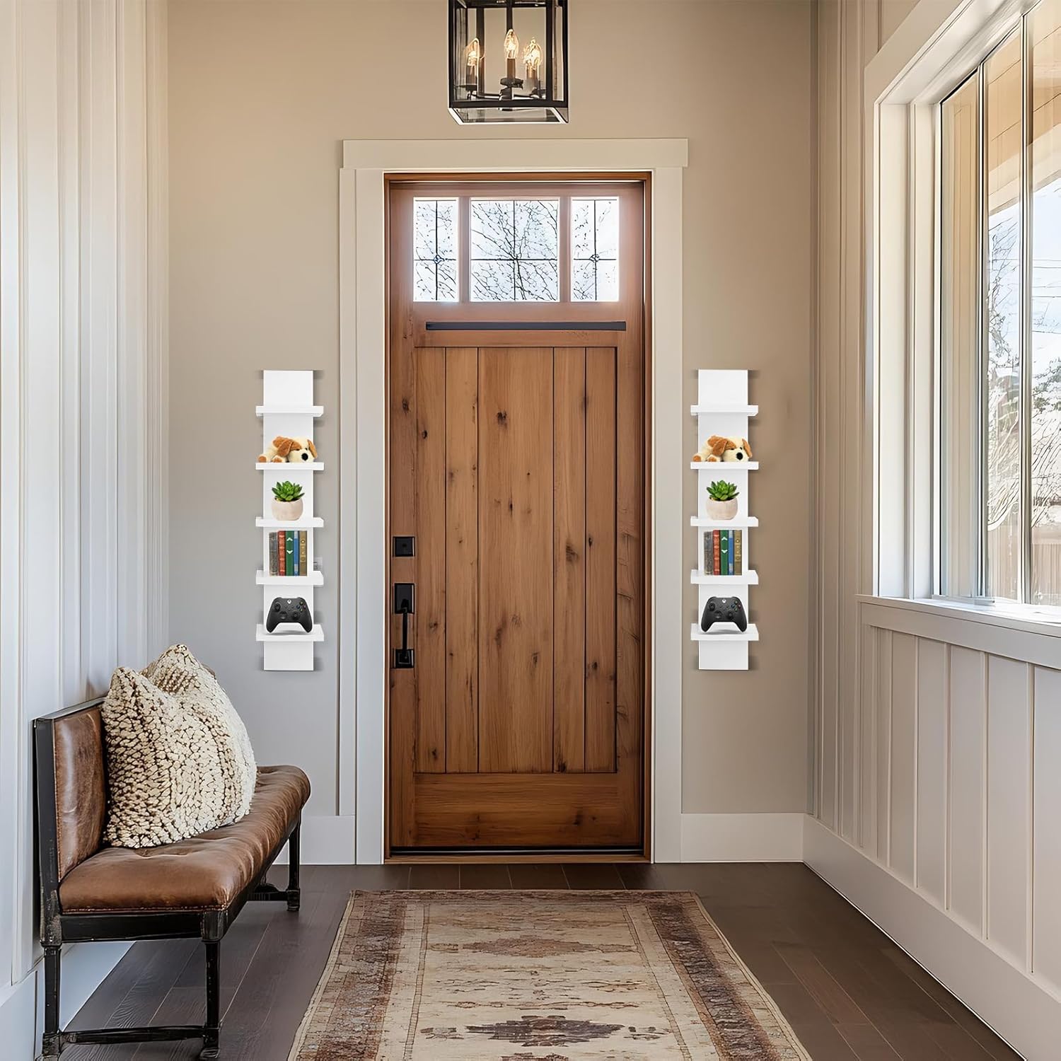 5 Tier Floating Wall Shelf Unit - White Vertical Storage Decor
