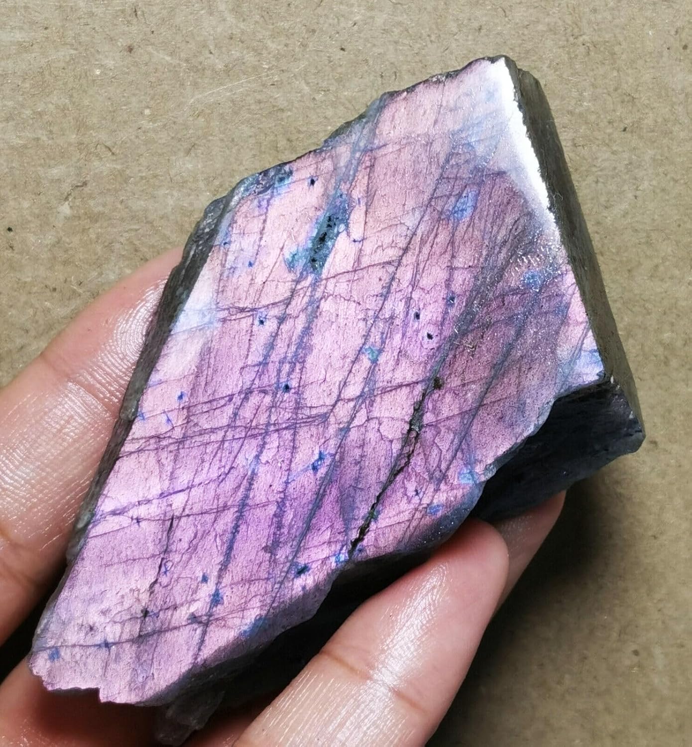 Purple Flash Labradorite Slab Reiki Stone for Meditation and Healing