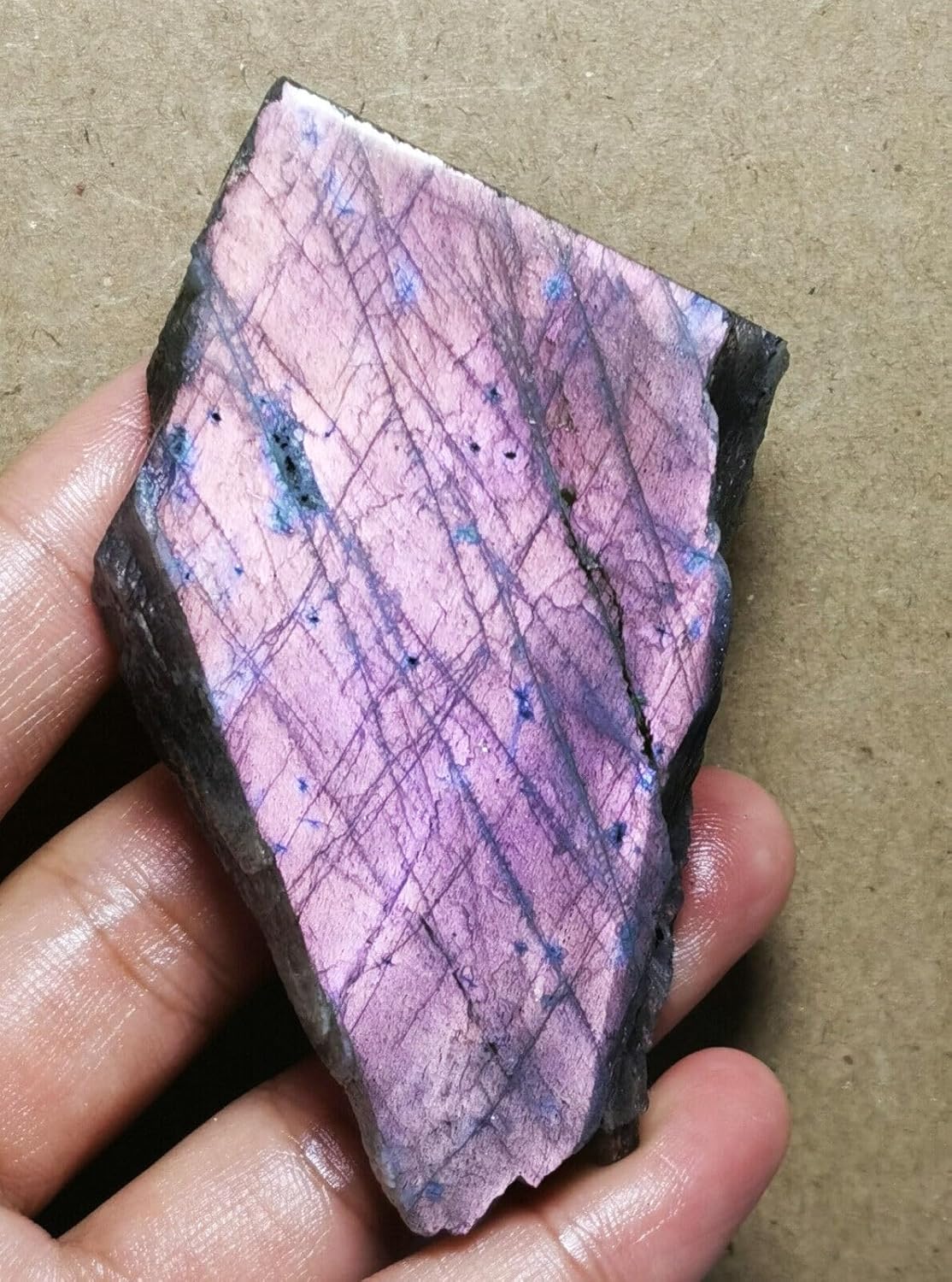 Purple Flash Labradorite Slab Reiki Stone for Meditation and Healing