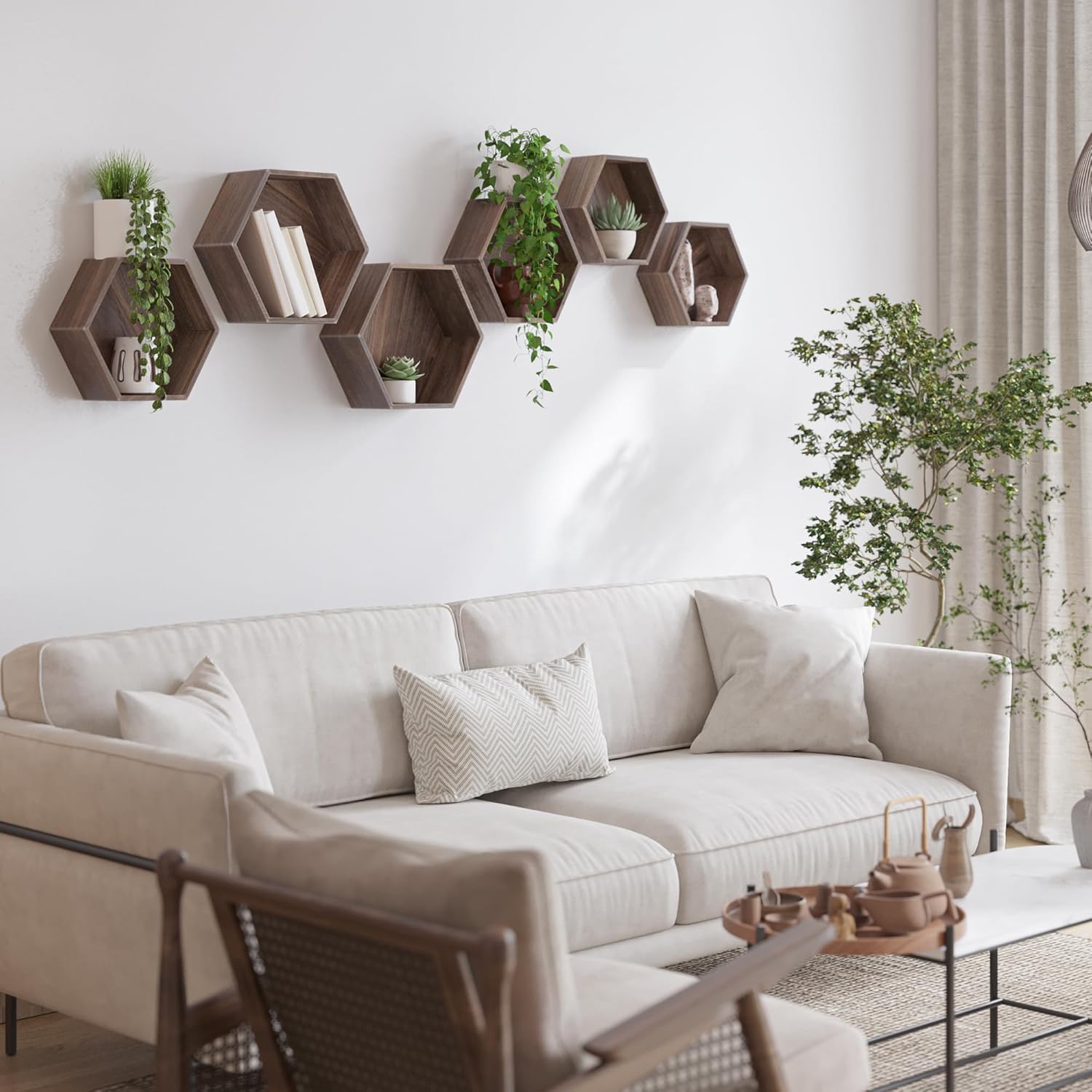 Rustic State Hexagon Floating Shelves - Set of 6