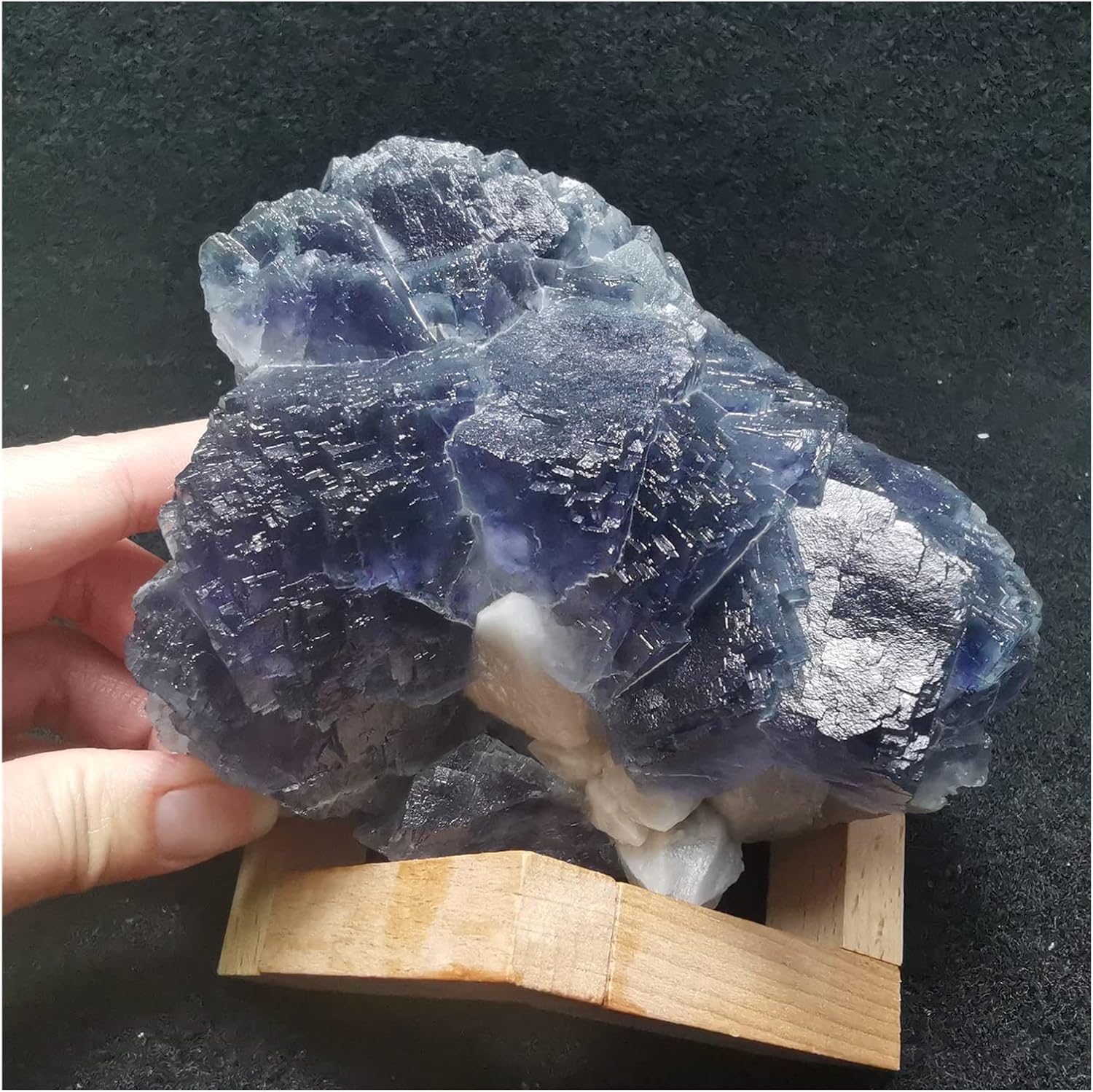 FIDEMM Natural Crystal Rough Purple Blue Fluorite and Quartz Mineral Specimen