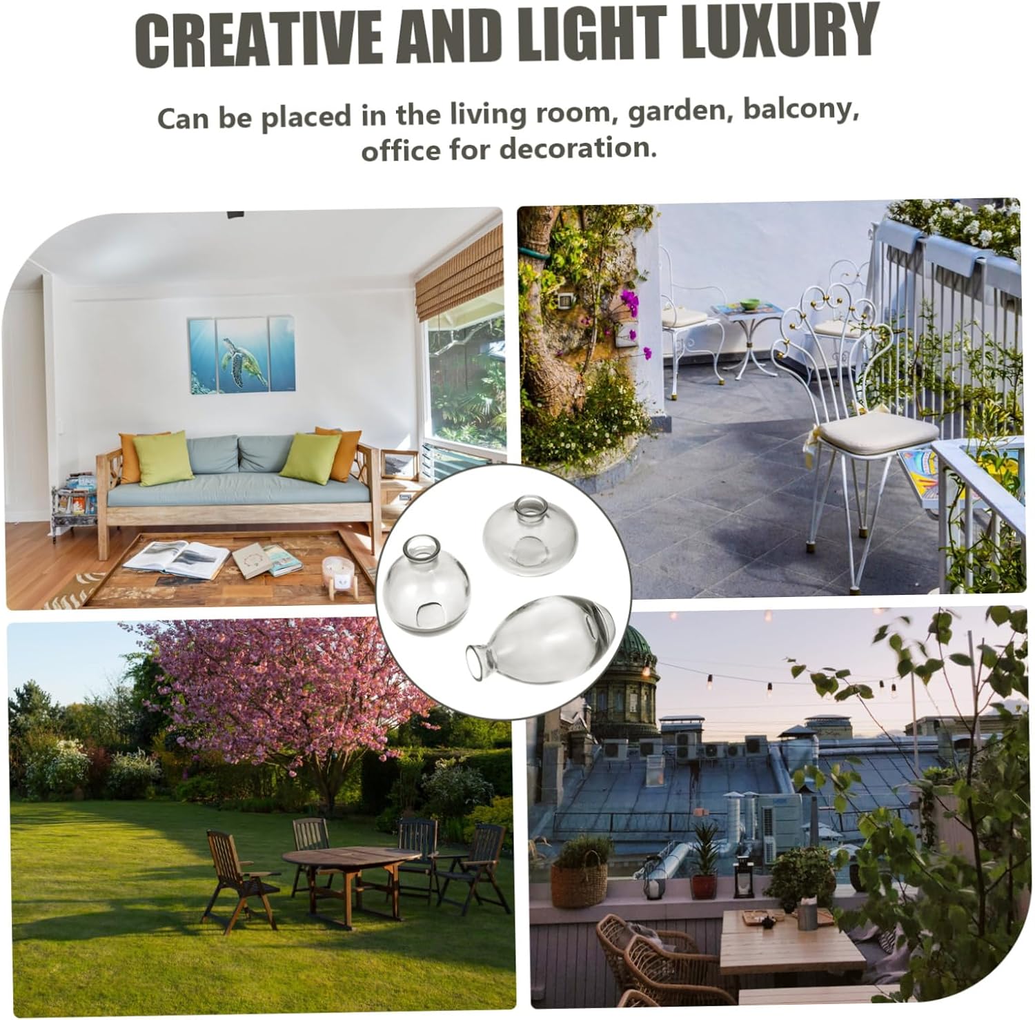 PRETYZOOM 3 Pack Hydroponic Glass Vases for Home Office Decor