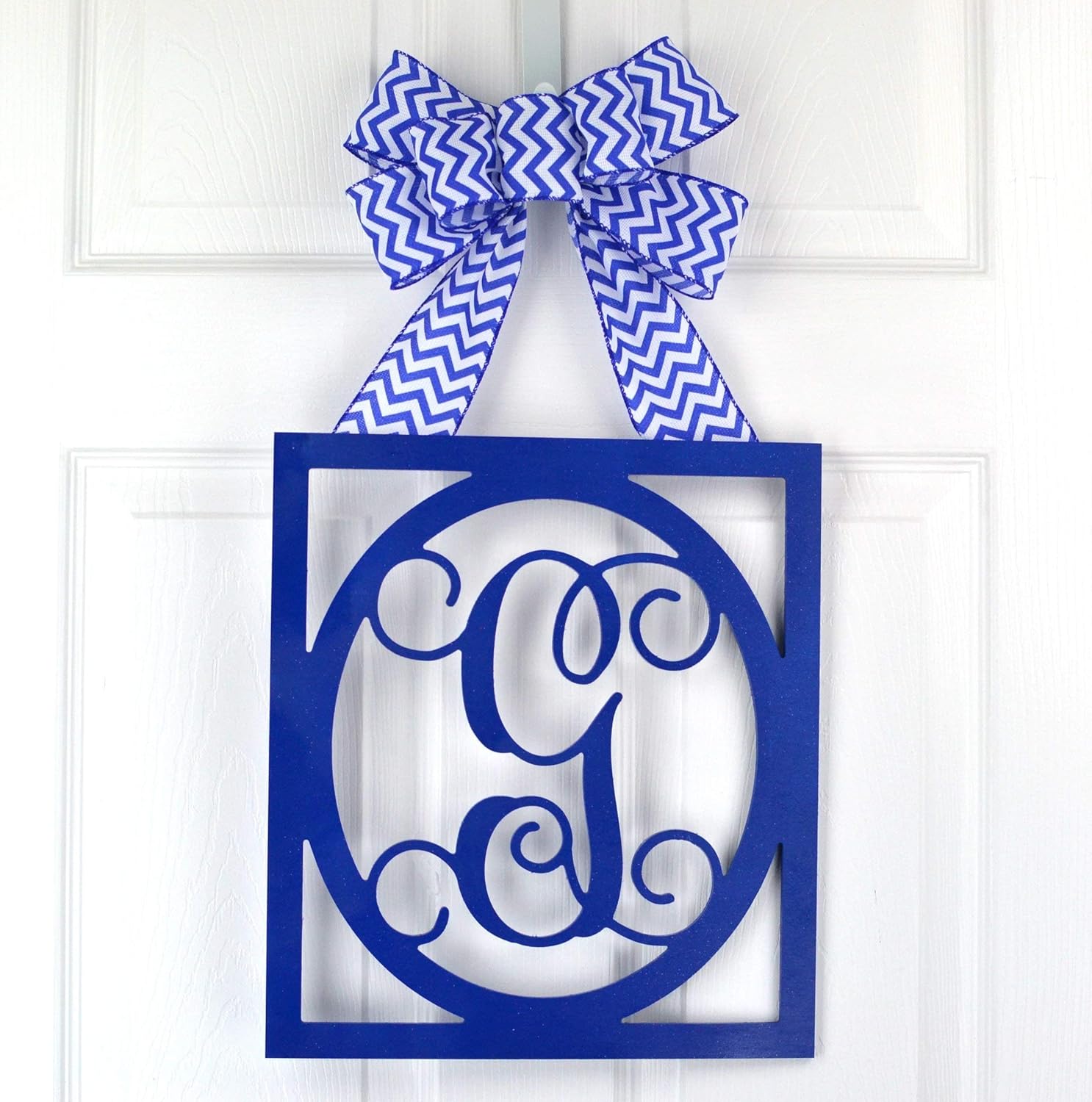 Monogrammed Door Hanger - Square Wreath for Her