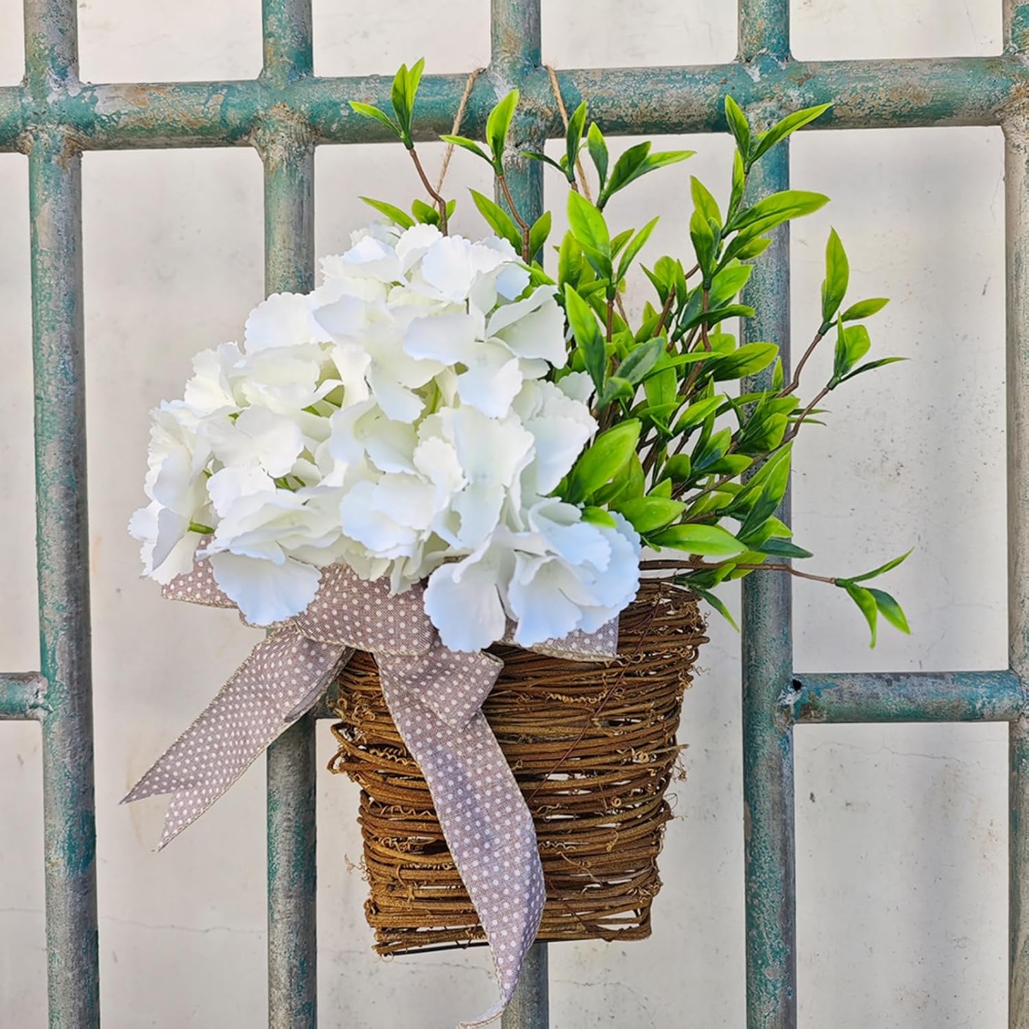 Cream Hydrangea Door Hanger Wreath - Unique Design