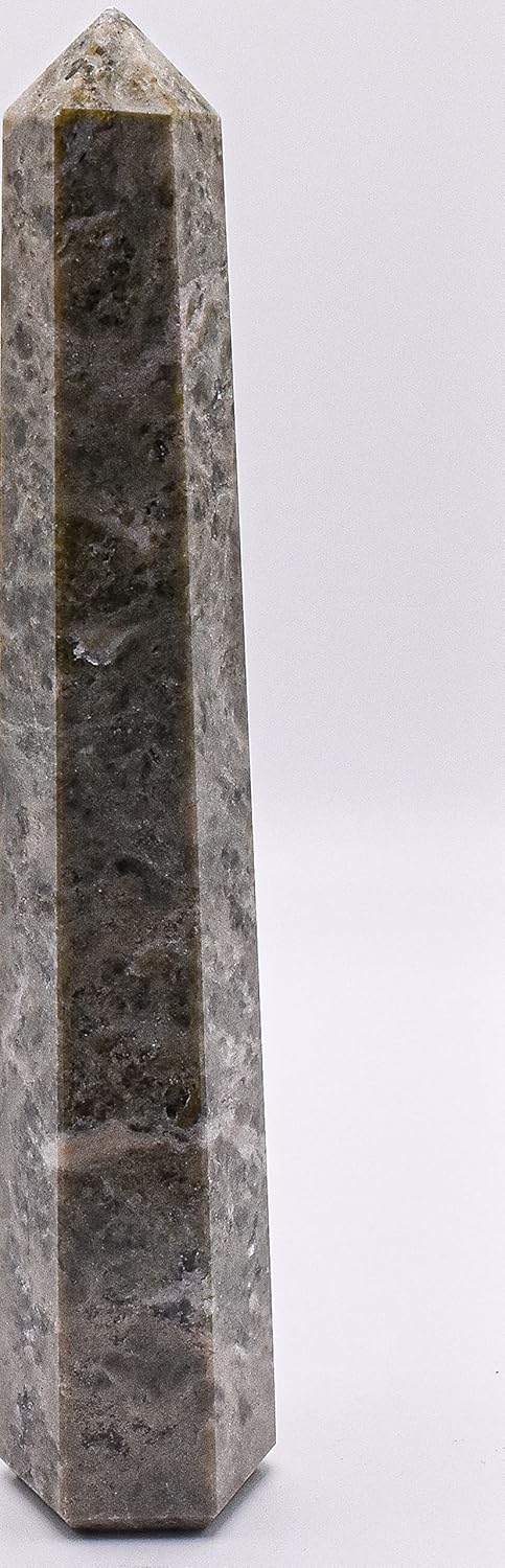 57 Inch Rich Green Vesuvianite Obelisk with Inclusions