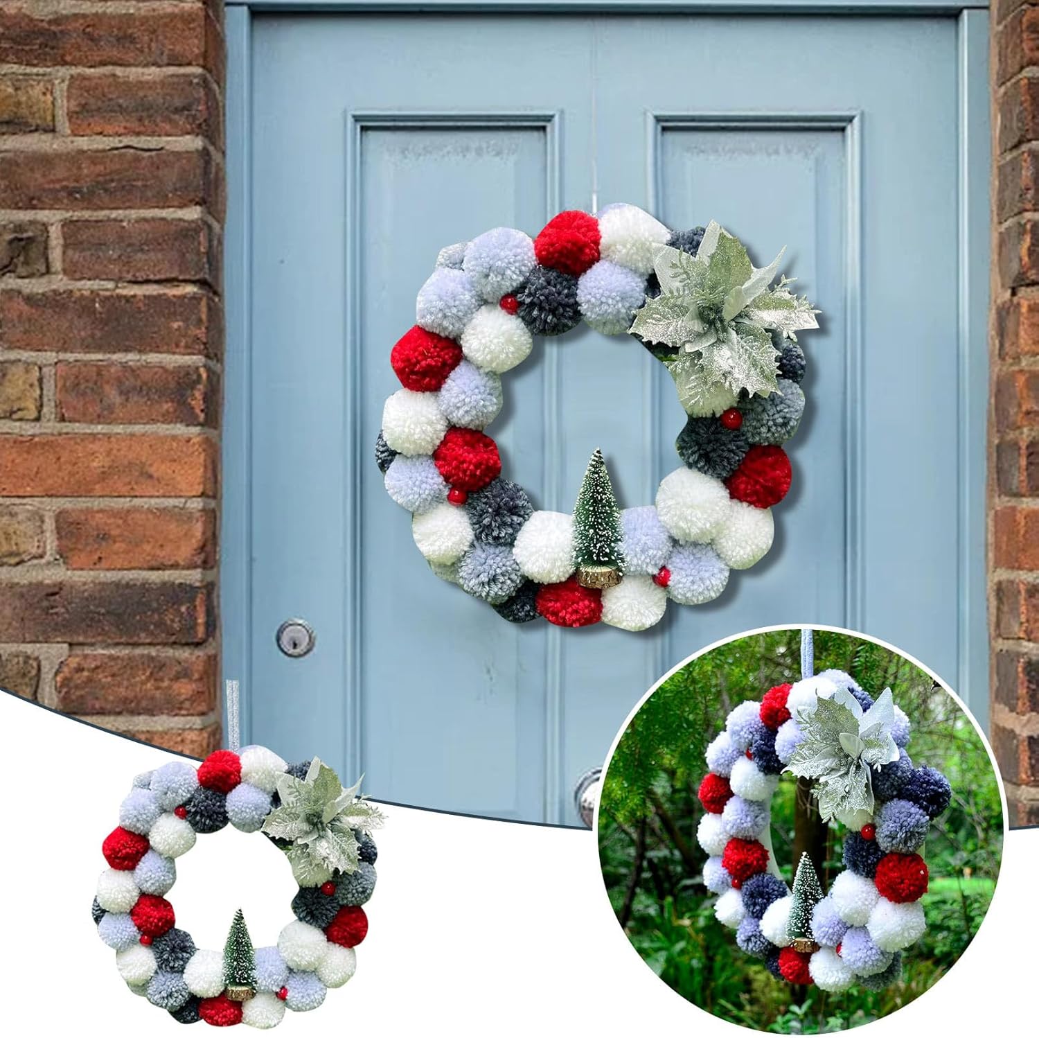 1181 Inch Plush Round Ball Wreath Christmas Decor