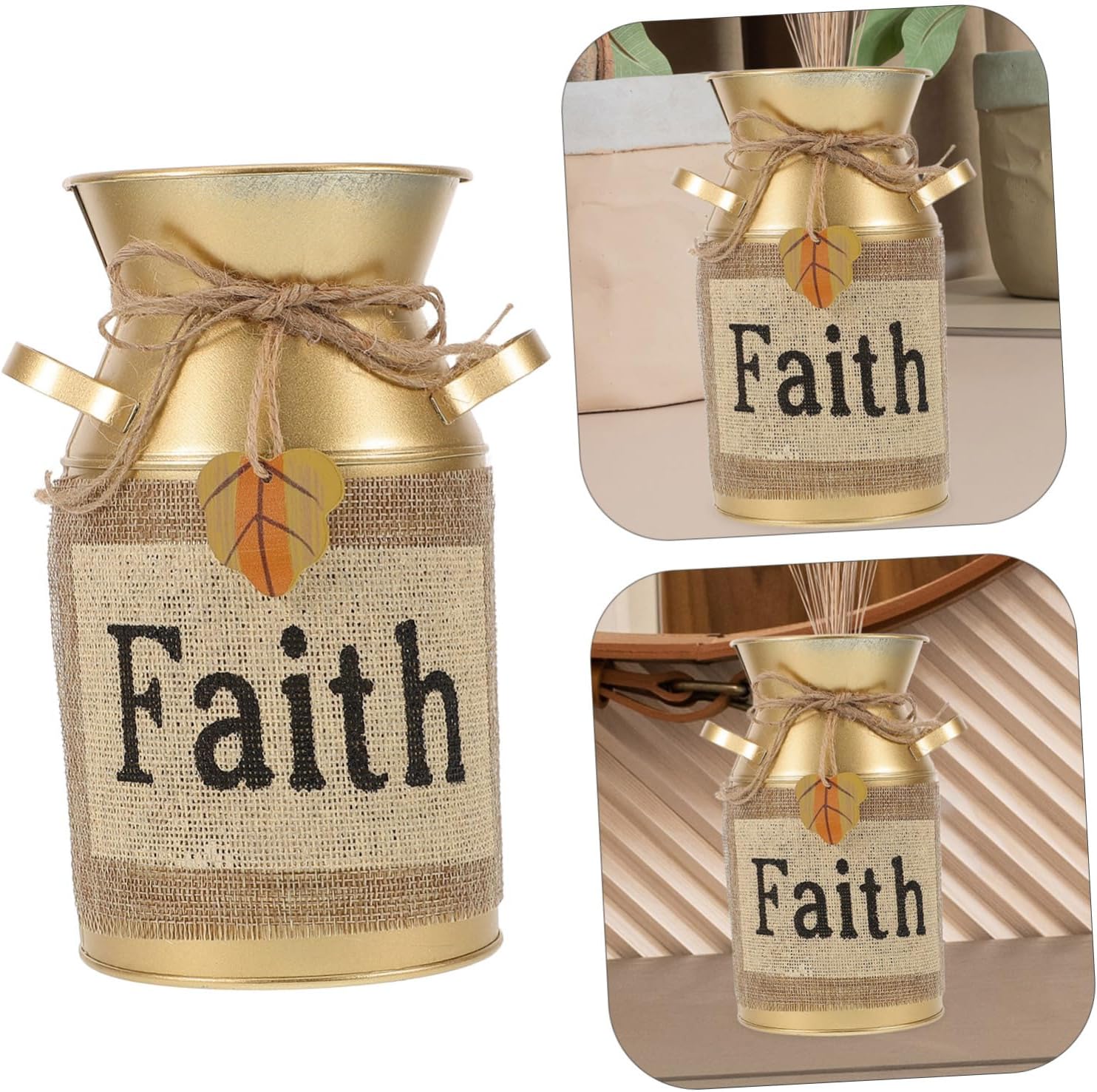 CIYODO Vintage Metal Flower Bucket Rustic Vase for Home Decor