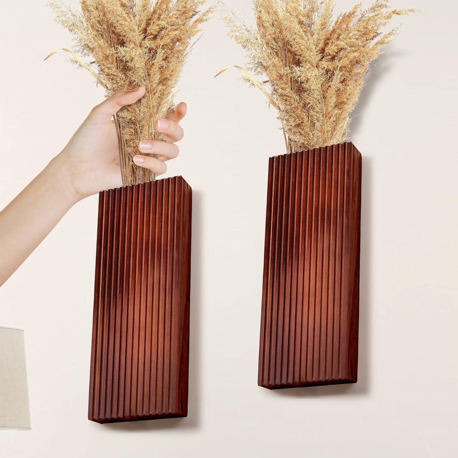 2PCS Wood Wall Planter for Dried Flowers and Plants