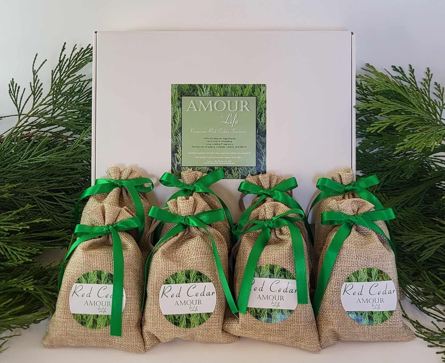 Premium Red Cedar Sachet Gift Box 8 Scented Sachets
