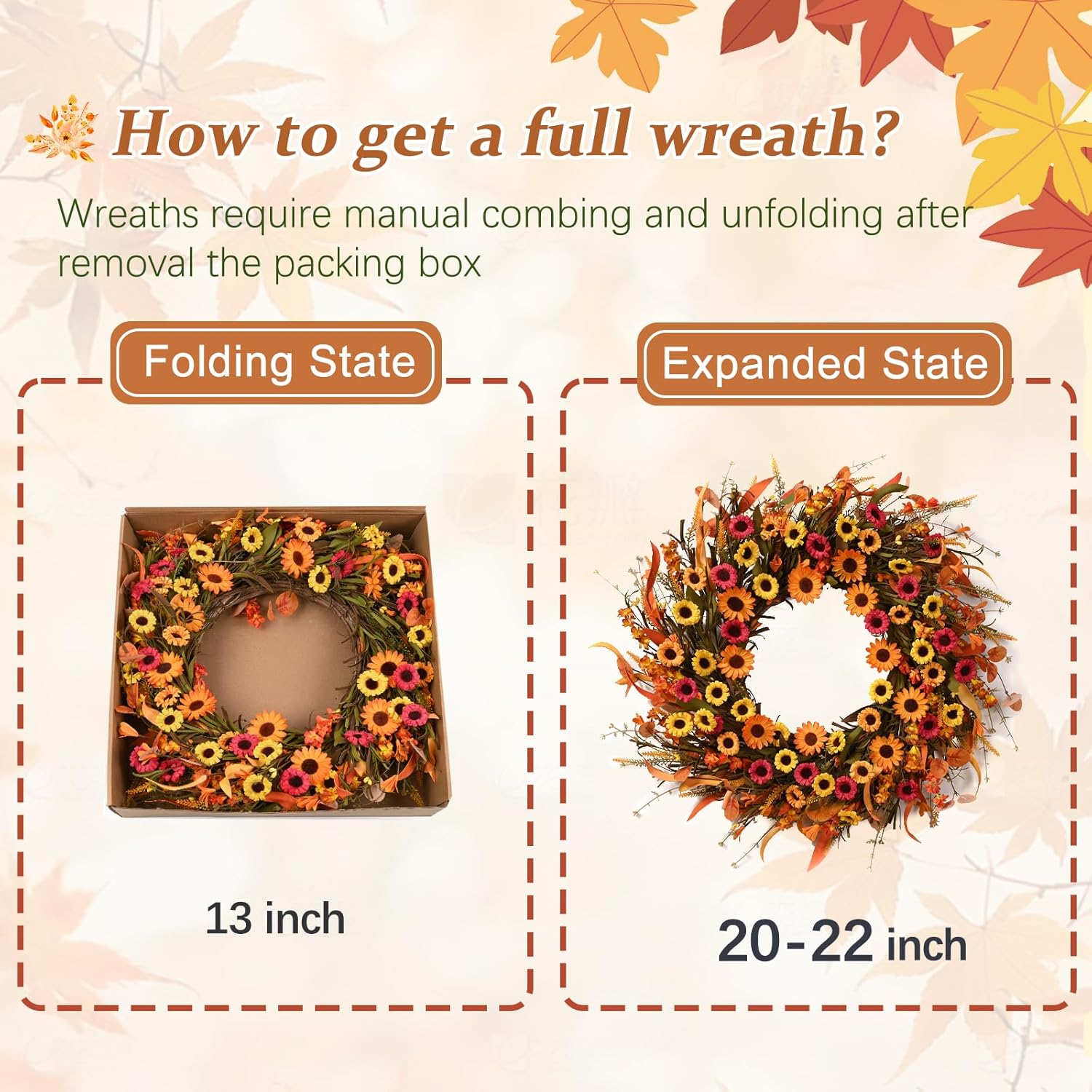 Waipfaru Fall Wreath 22 Inch Door Decor
