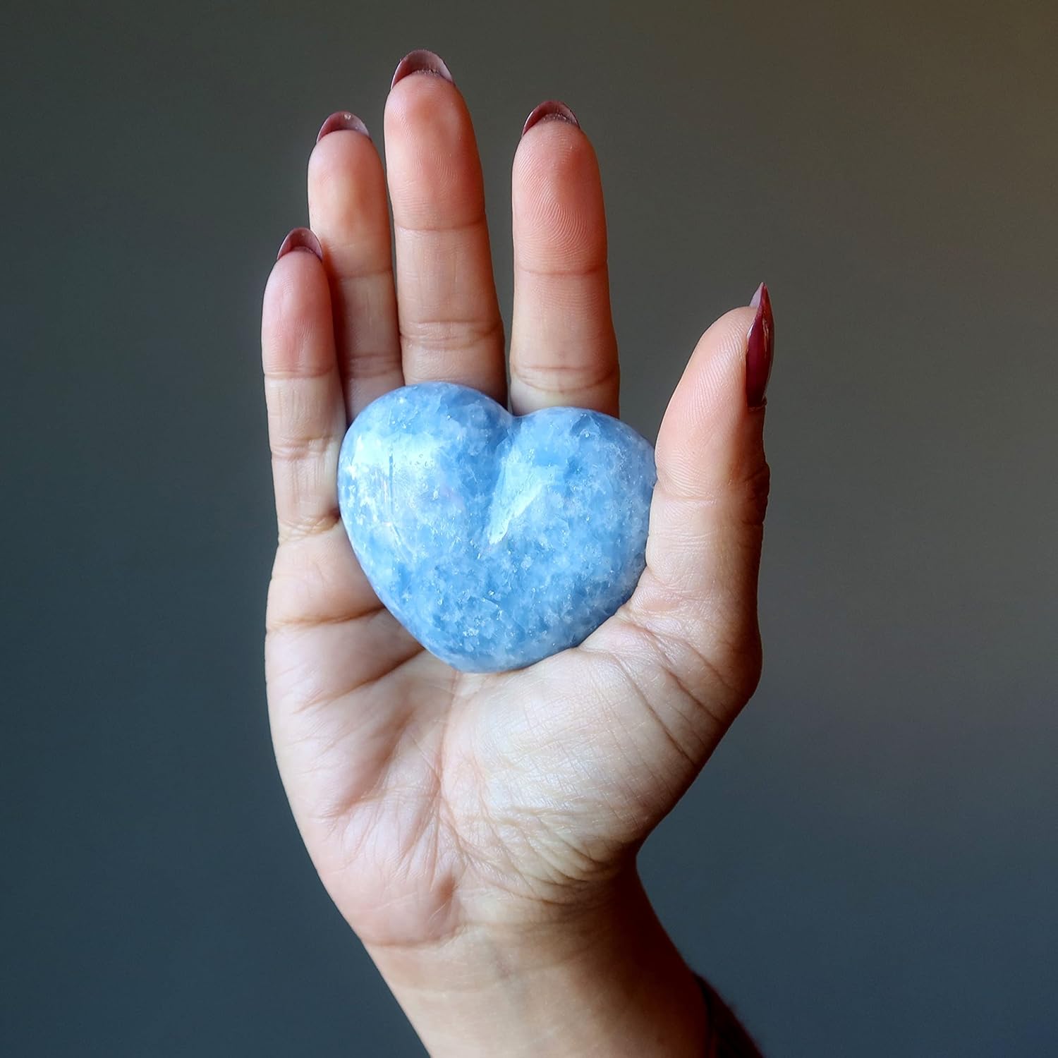 Blue Calcite Heart Crystal Stone 275-3 Inches
