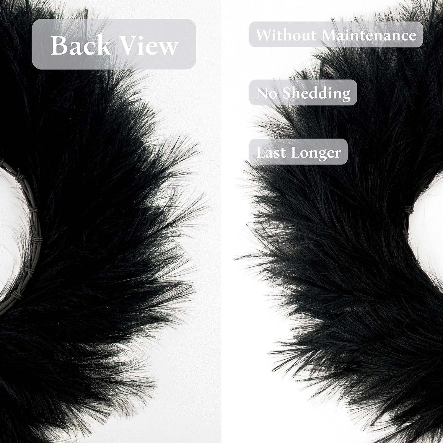PERFNIQUE Pampas Grass Wreath 276 Inch Black Silk Boho Decor