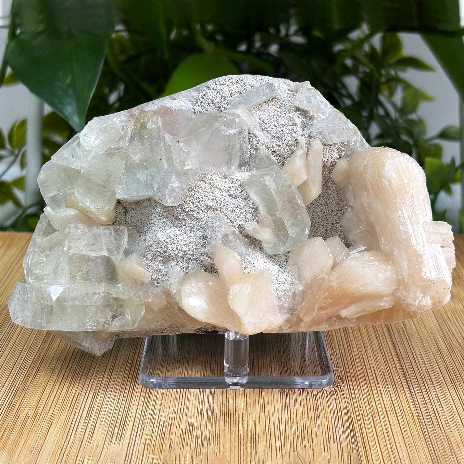 Natural Green Apophyllite Stilbite Gemstone Specimen