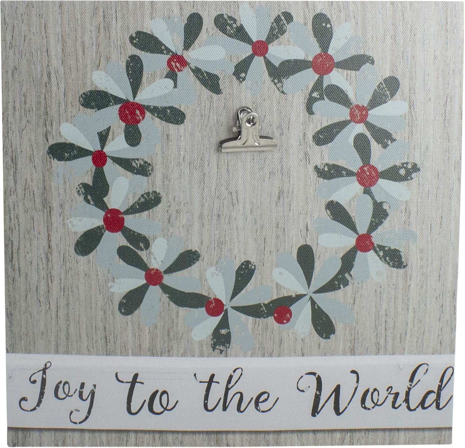 Northlight 10 Inch Christmas Wreath Joy to the World Wall Art with Photo Clip