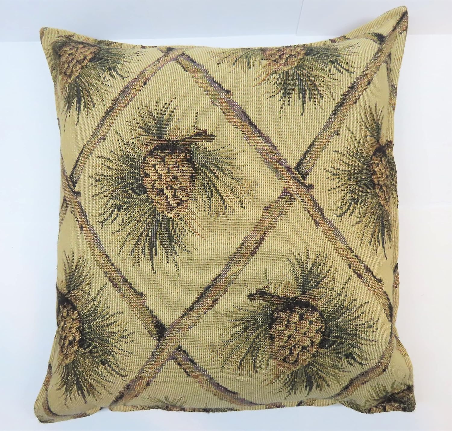 Balsam Fir Filled Tapestry Sachet Pillow Beige 12x12