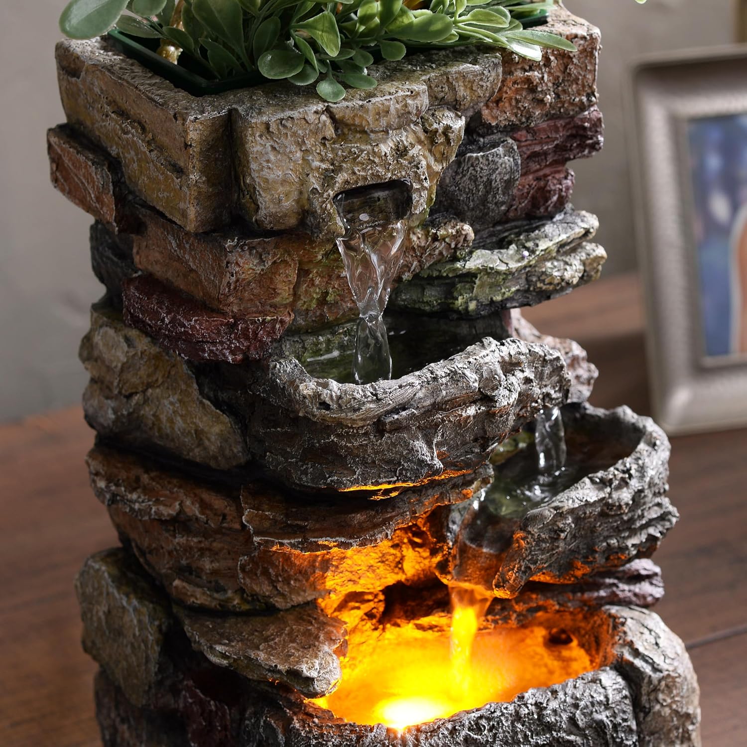 Indoor Tabletop Fountain with LED Lights and Soothing Sound